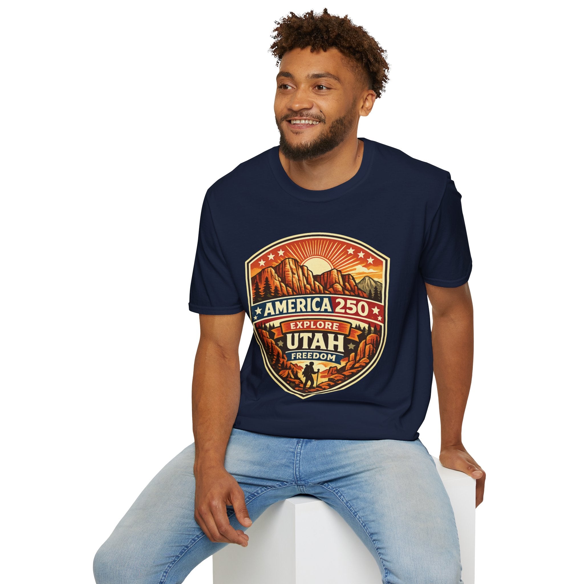 America 250 T-Shirt Utah Explore Freedom Vintage National Park Badge