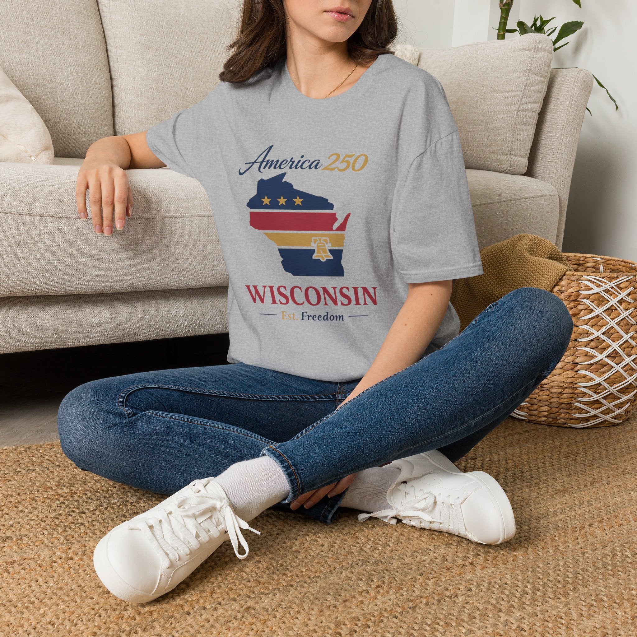 America 250 Wisconsin T-Shirt – Patriotic USA State Tee