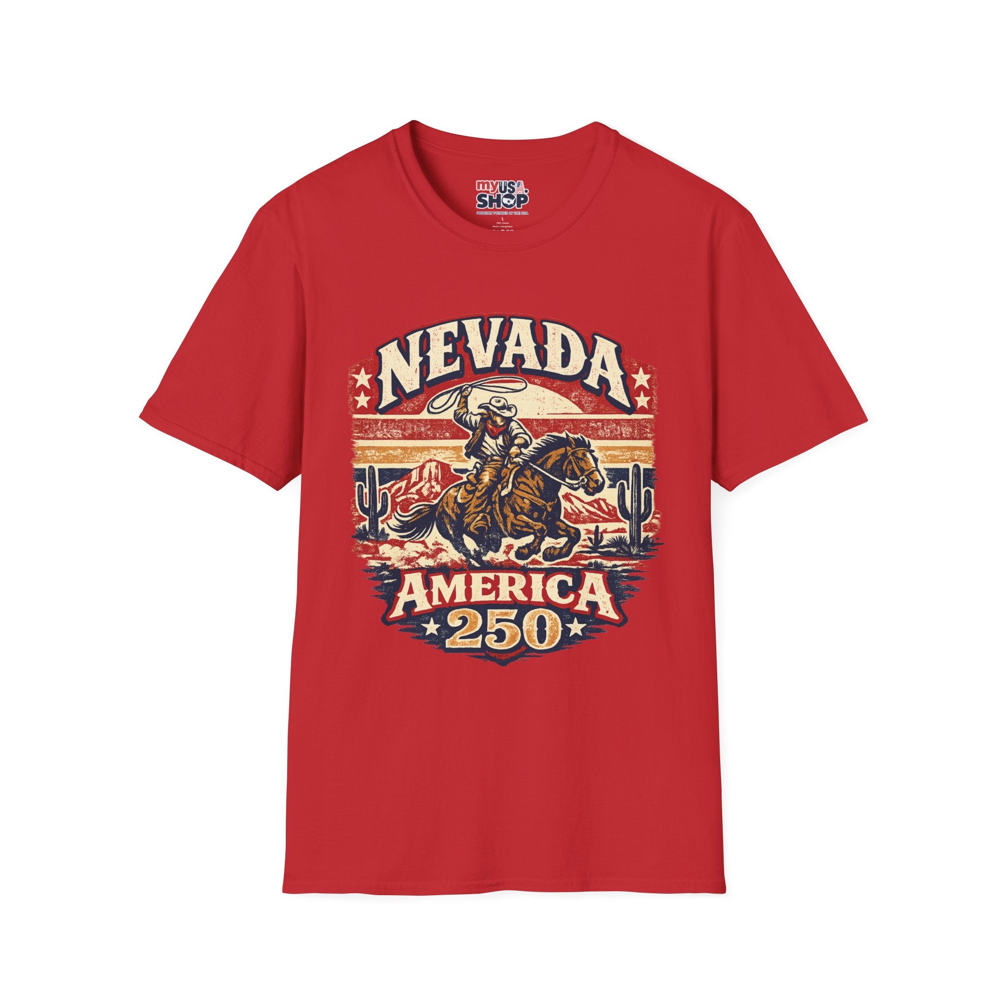 America 250 Nevada Rodeo Vintage T‑Shirt — Western Cowboy Graphic