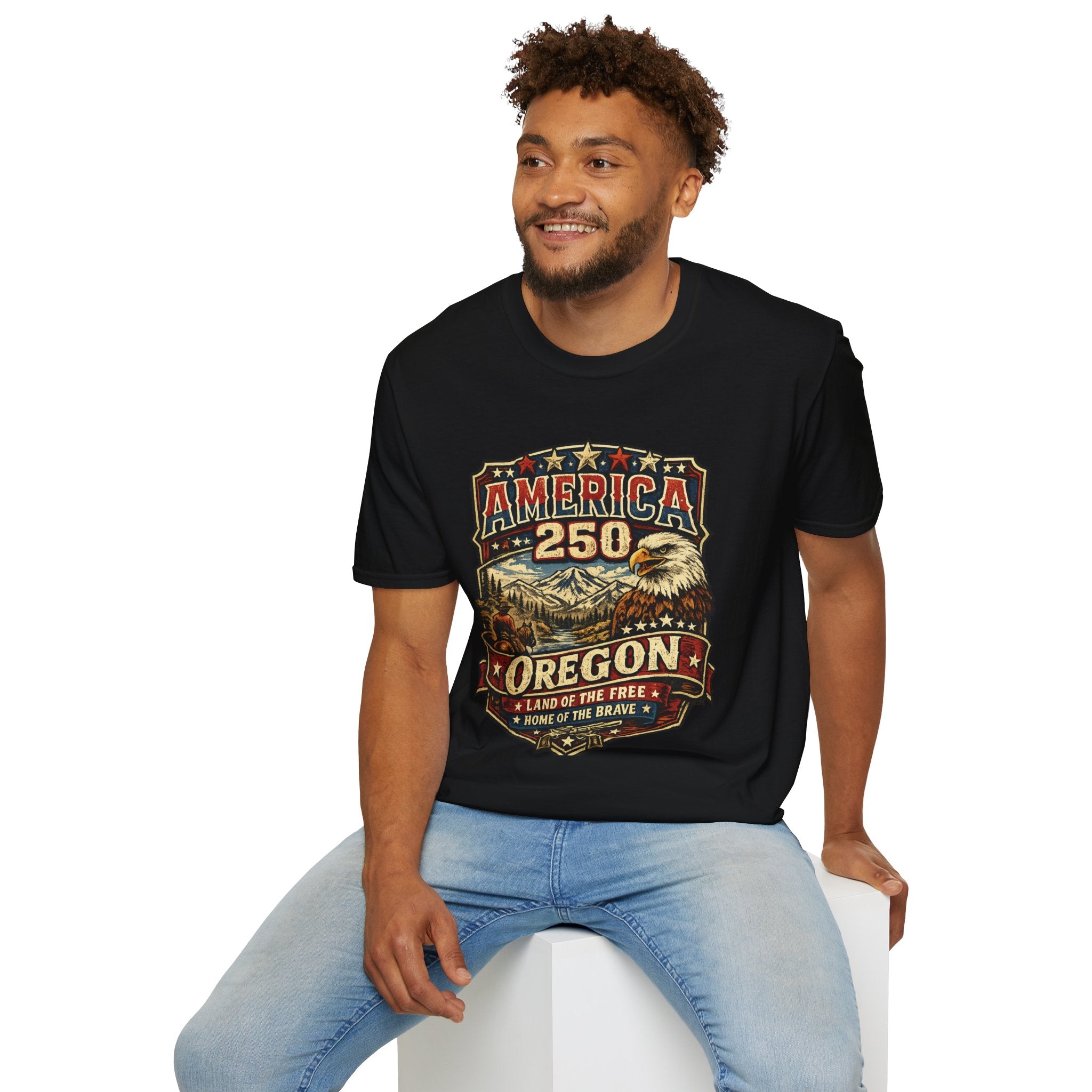 America 250 Oregon  Shirt — Heritage Eagle Americana Crest Tee