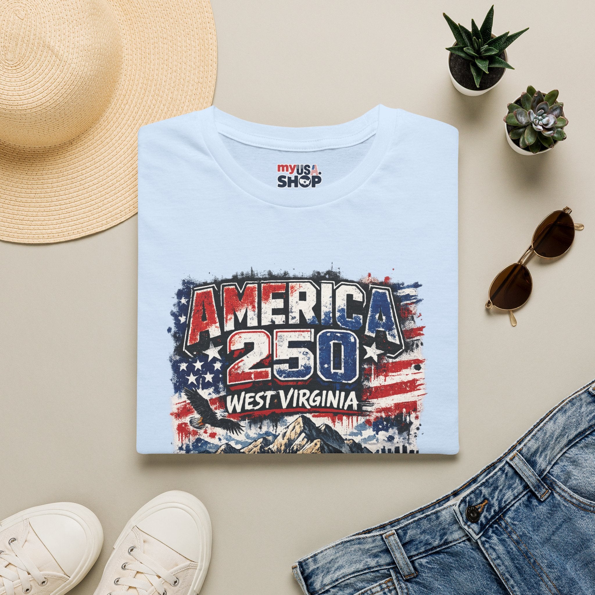 America 250 West Virginia T‑Shirt — 1776–2026 Patriotic USA Anniversary Tee
