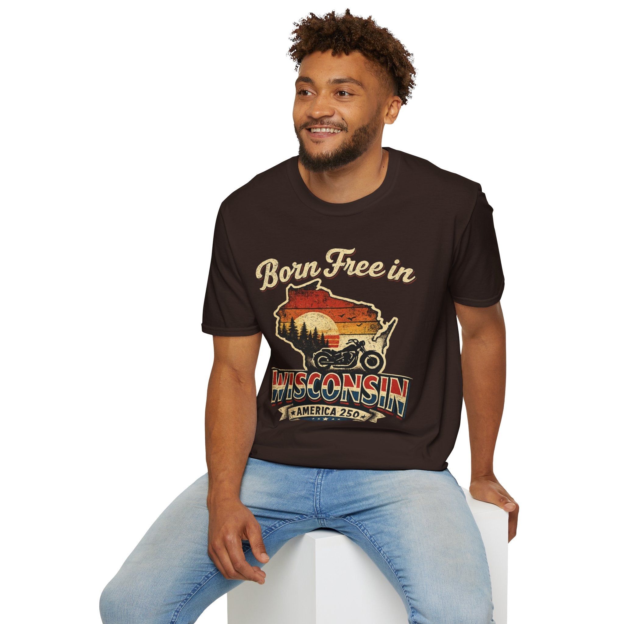 Wisconsin Vintage "Born Free in" T-Shirt - America 250 Tee