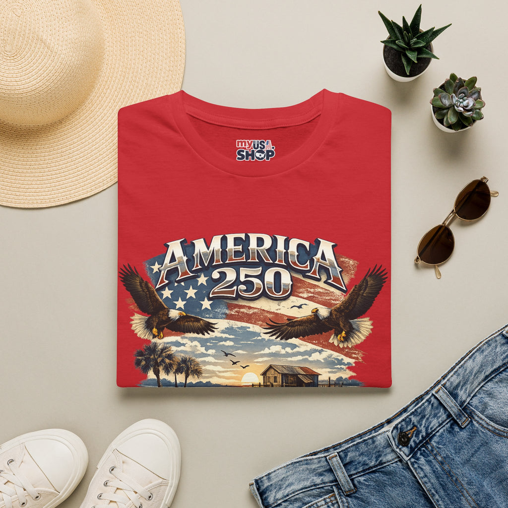 America 250 T-Shirt — South Carolina Patriotic Bald Eagles & Flag Graphic