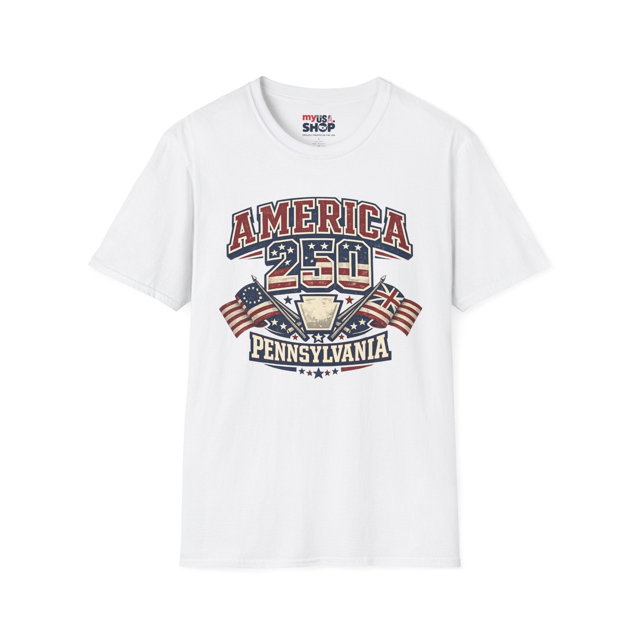 Pennsylvania America 250 Shirt — Retro Patriotic Varsity Graphic Tee