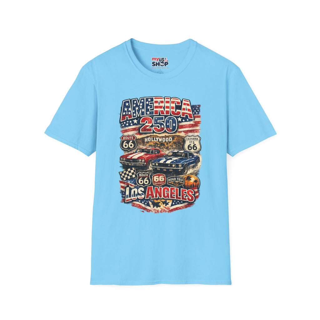 America 250 Los Angeles Route 66 Hollywood Muscle Cars Road Trip California Tee