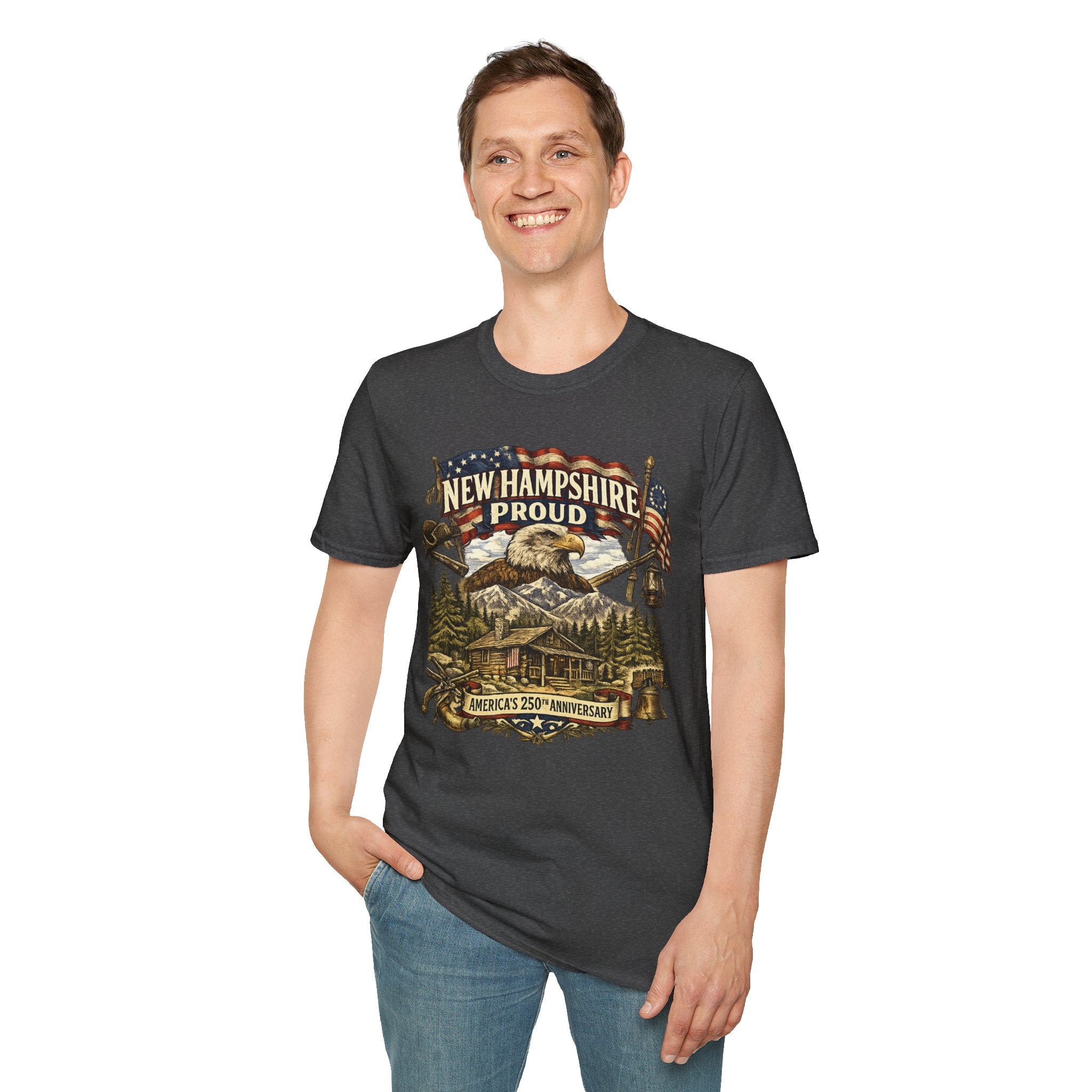 America 250 New Hampshire Proud T-Shirt — Patriotic Eagle State Tee