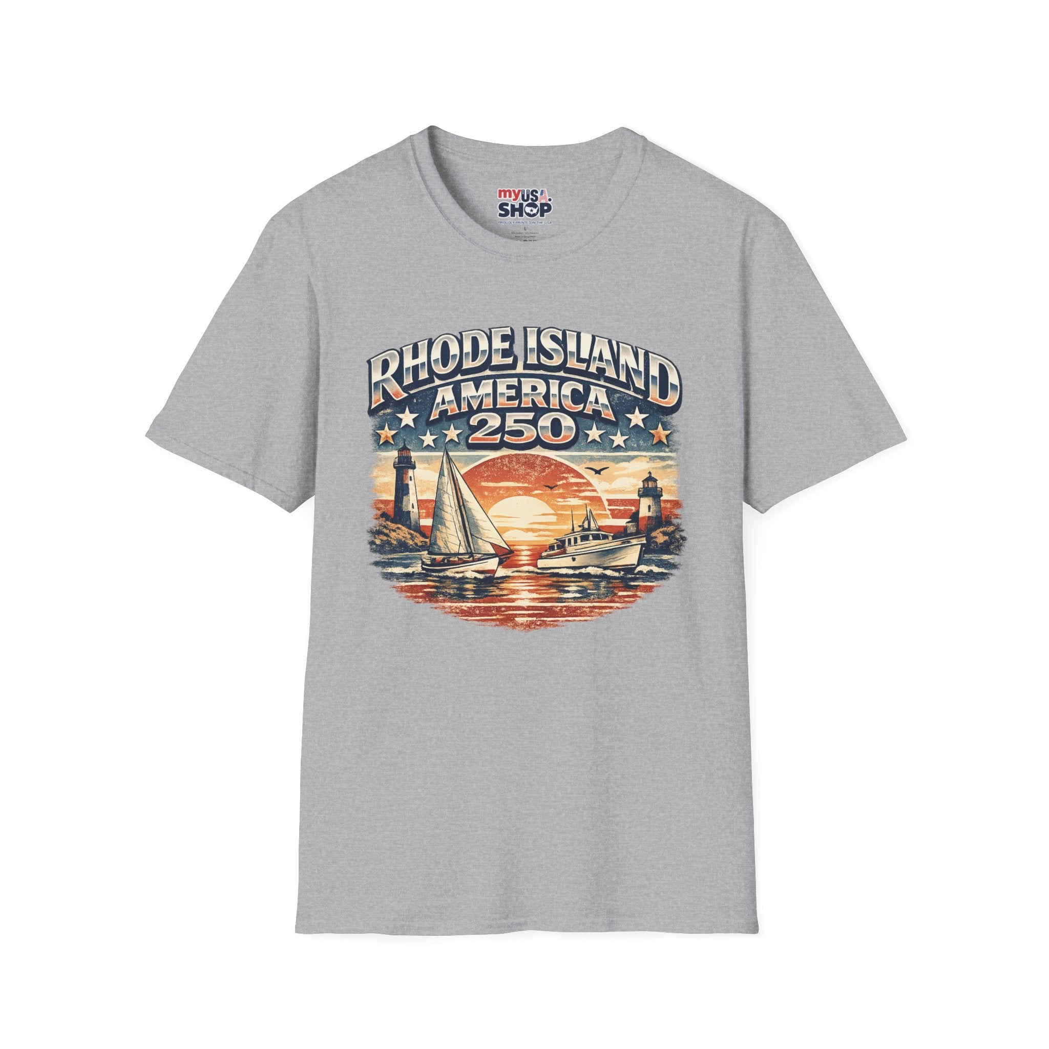 Rhode Island America 250 Shirt — Nautical Sunset Sailing Tee