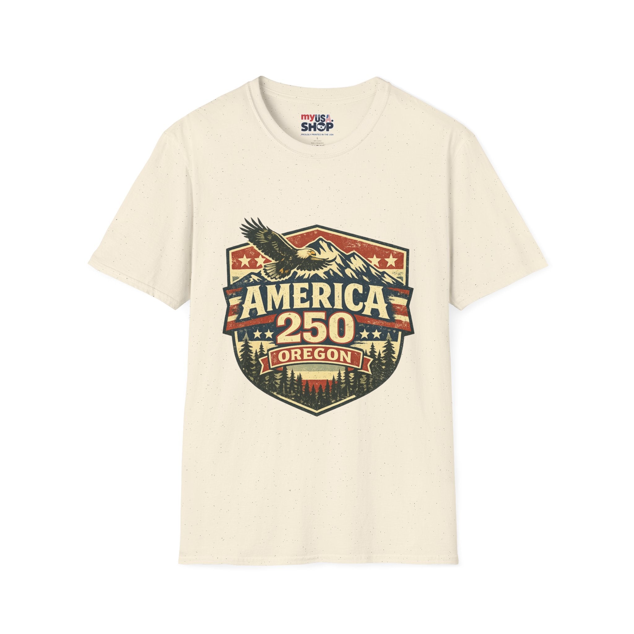 America 250 Shirt —Oregon  Mountain Eagle Wilderness Badge Tee