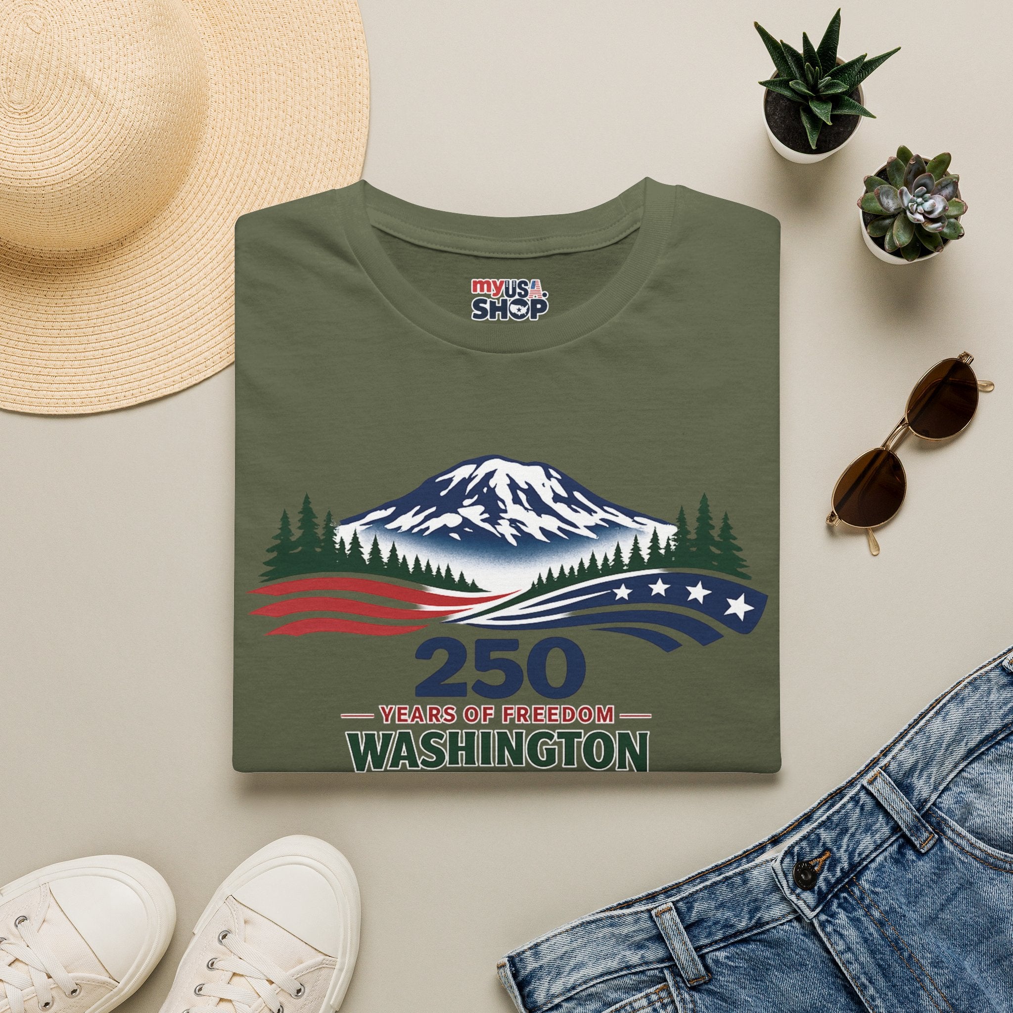 America 250 Washington T-Shirt - Unisex Softstyle T-Shirt