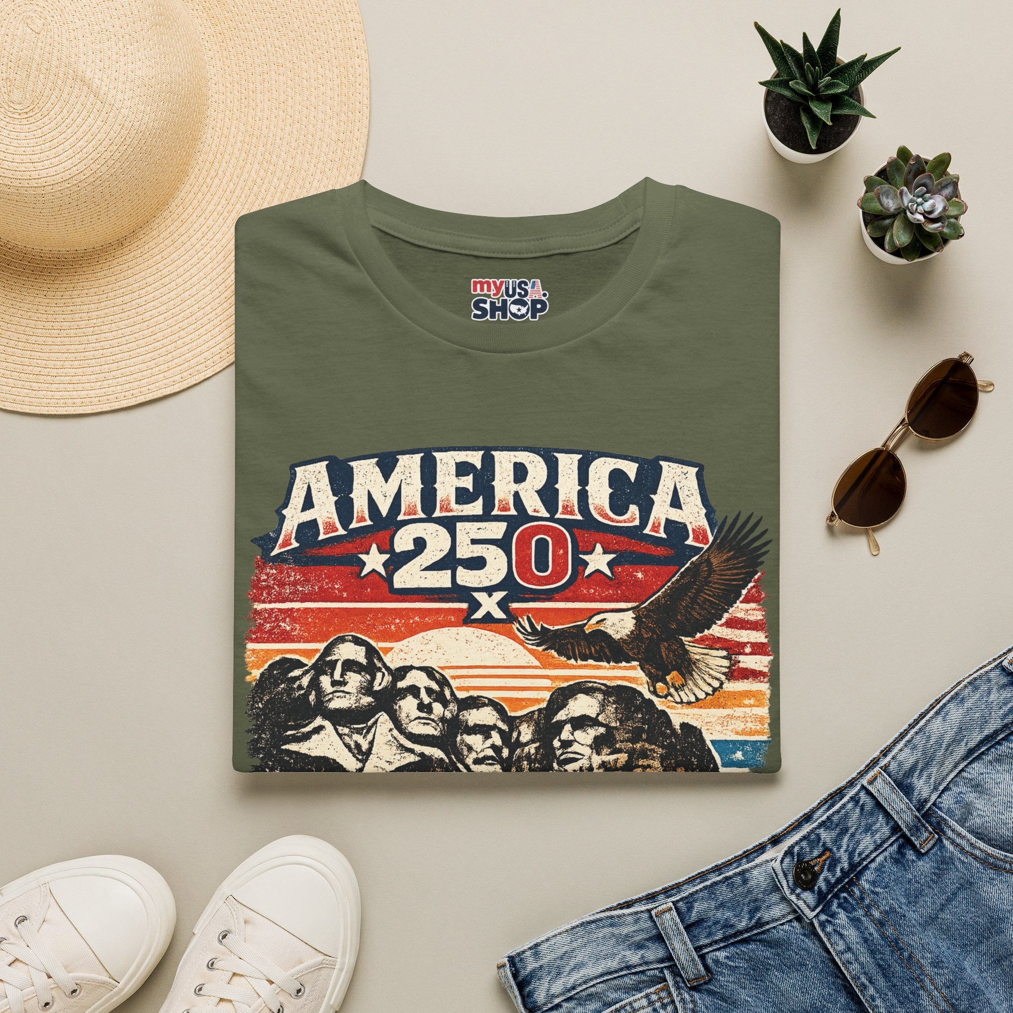 America 250 South Dakota T-Shirt — Vintage Eagle Patriotic USA Graphic Tee