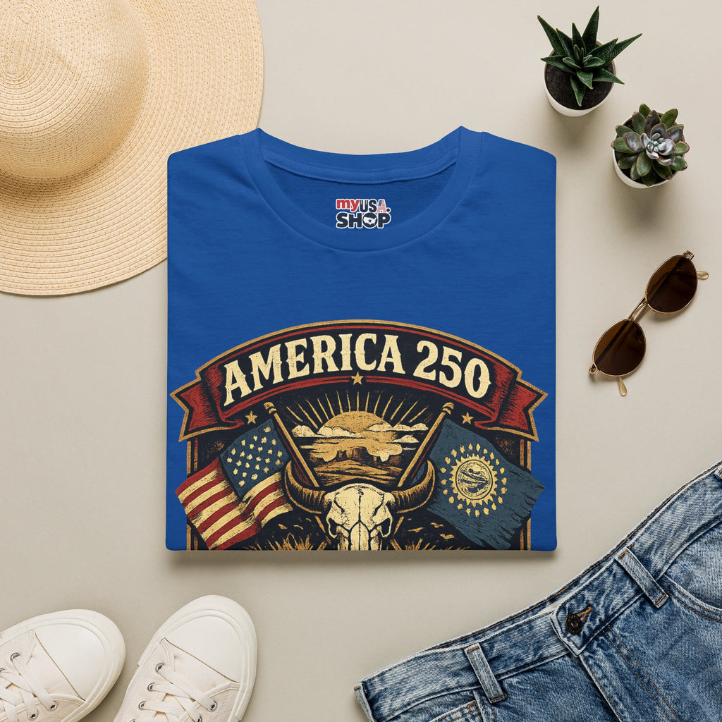 America 250 South Dakota T-Shirt — Western Skull Heritage Graphic Tee