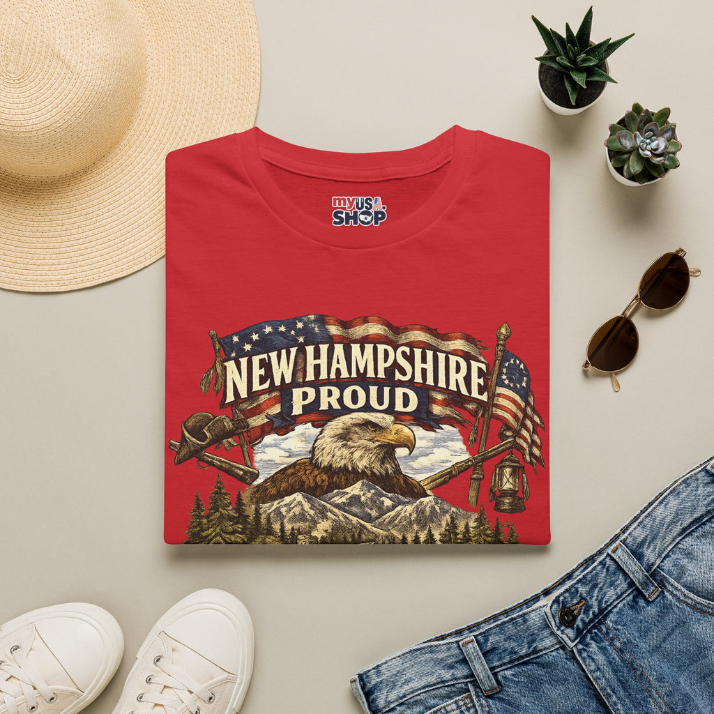 America 250 New Hampshire Proud T-Shirt — Patriotic Eagle State Tee