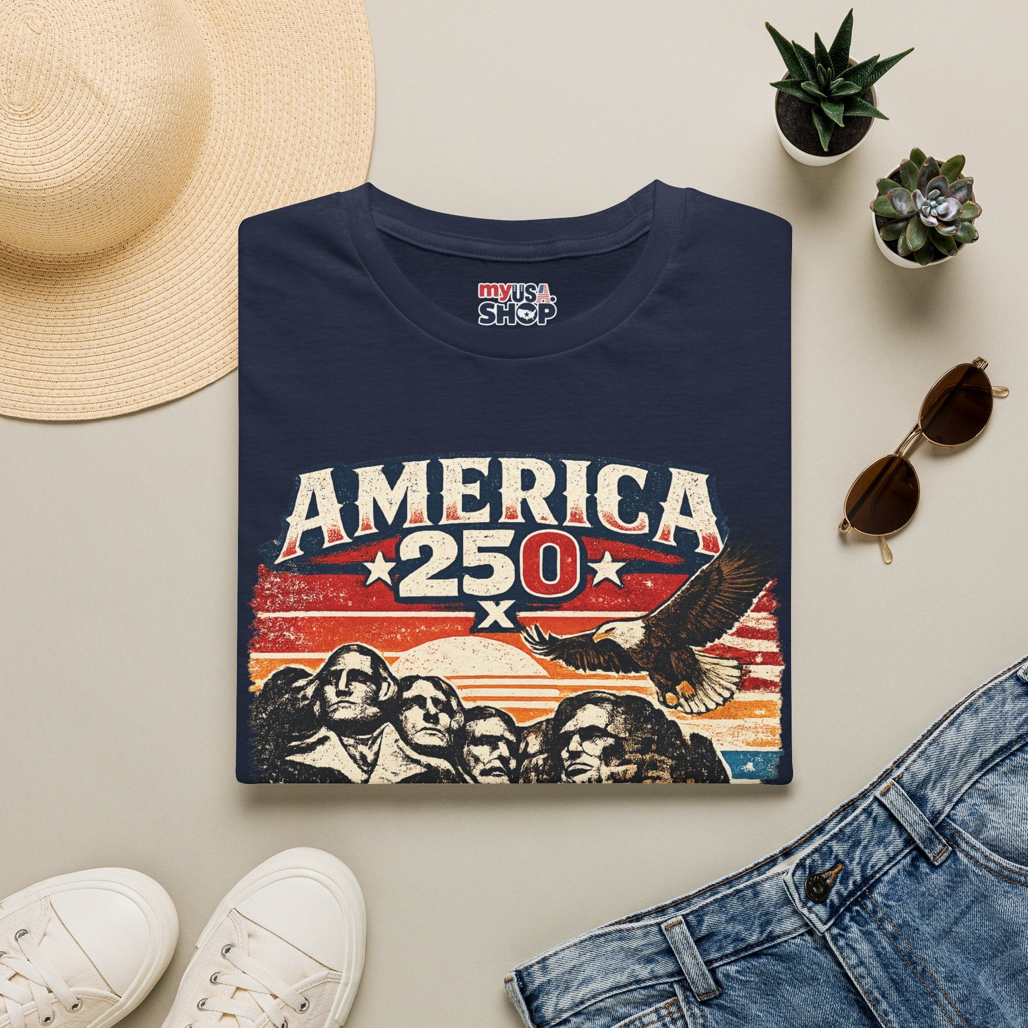 America 250 South Dakota T-Shirt — Vintage Eagle Patriotic USA Graphic Tee