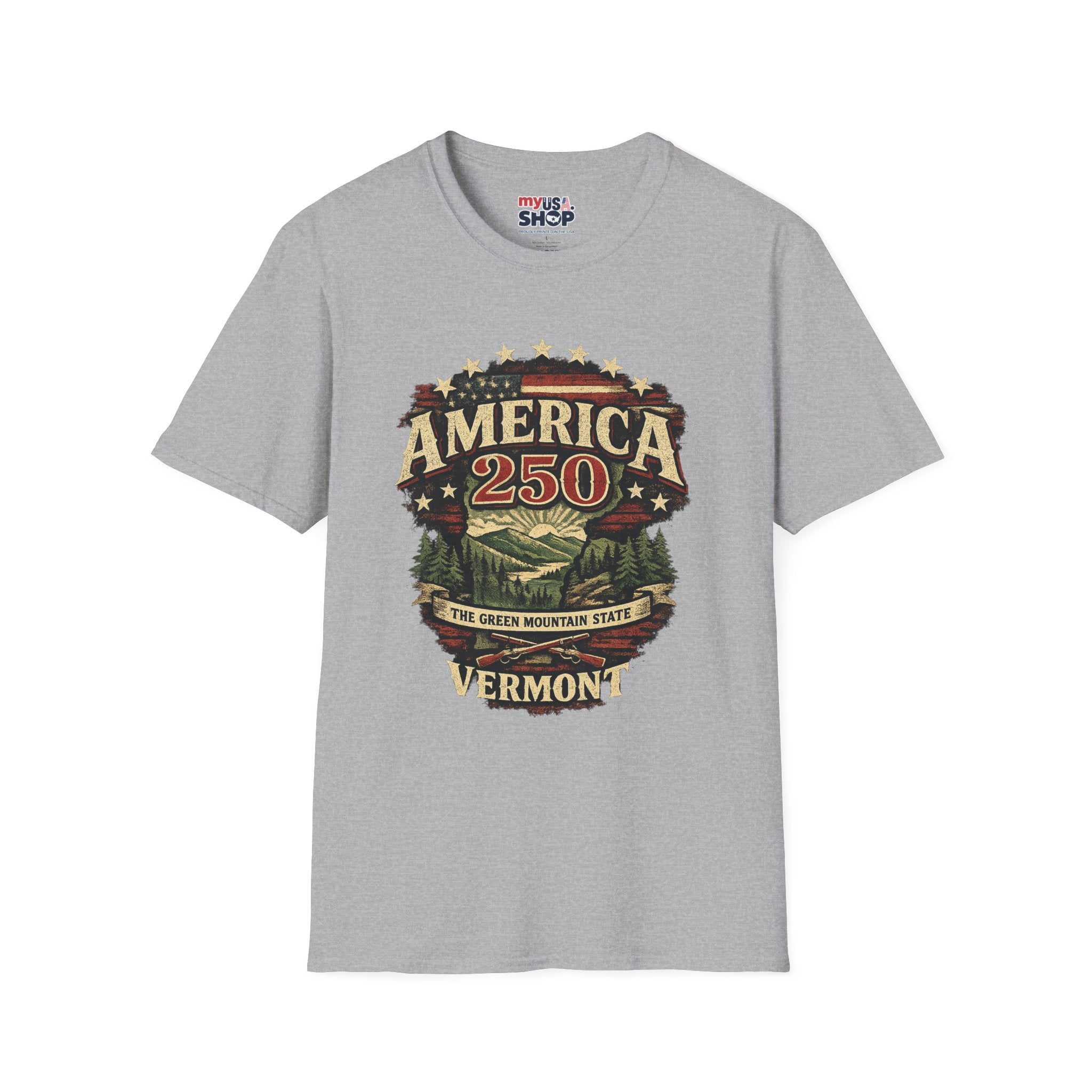 America 250 – Vermont “The Green Mountain State” Vintage Tee Design