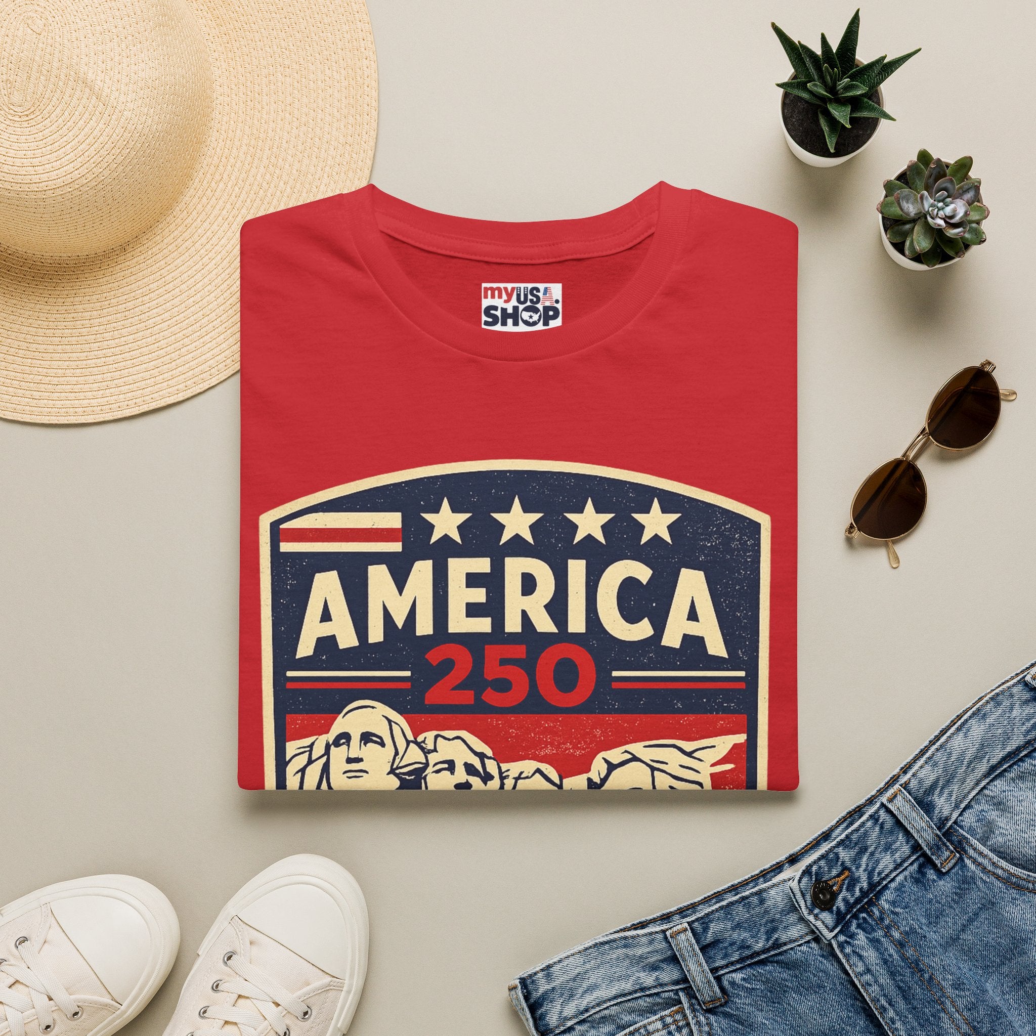 America 250 South Dakota Shirt — Retro Mount Rushmore USA Graphic Tee