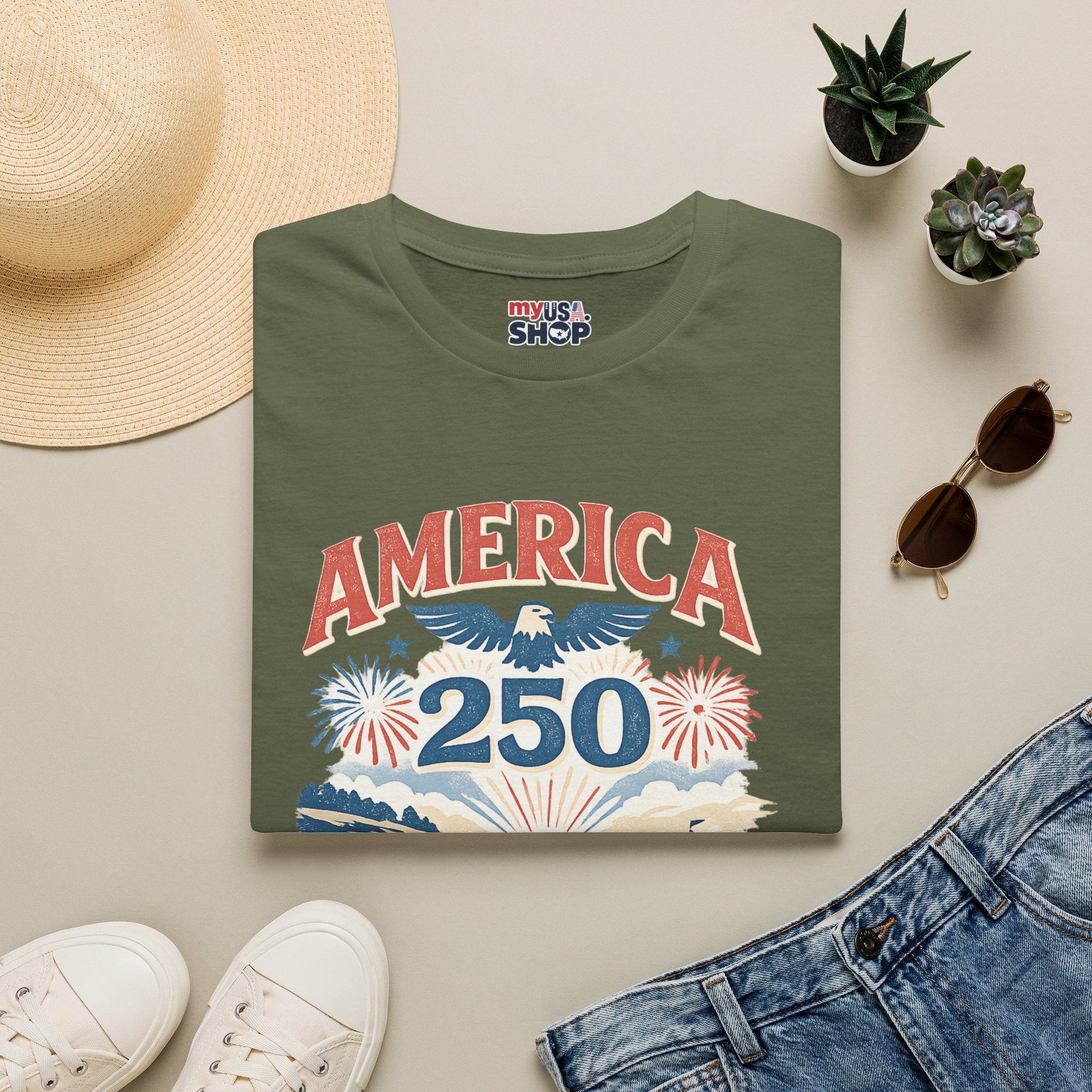 America 250 Rhode Island Shirt — Coastal Fireworks Patriotic Tee