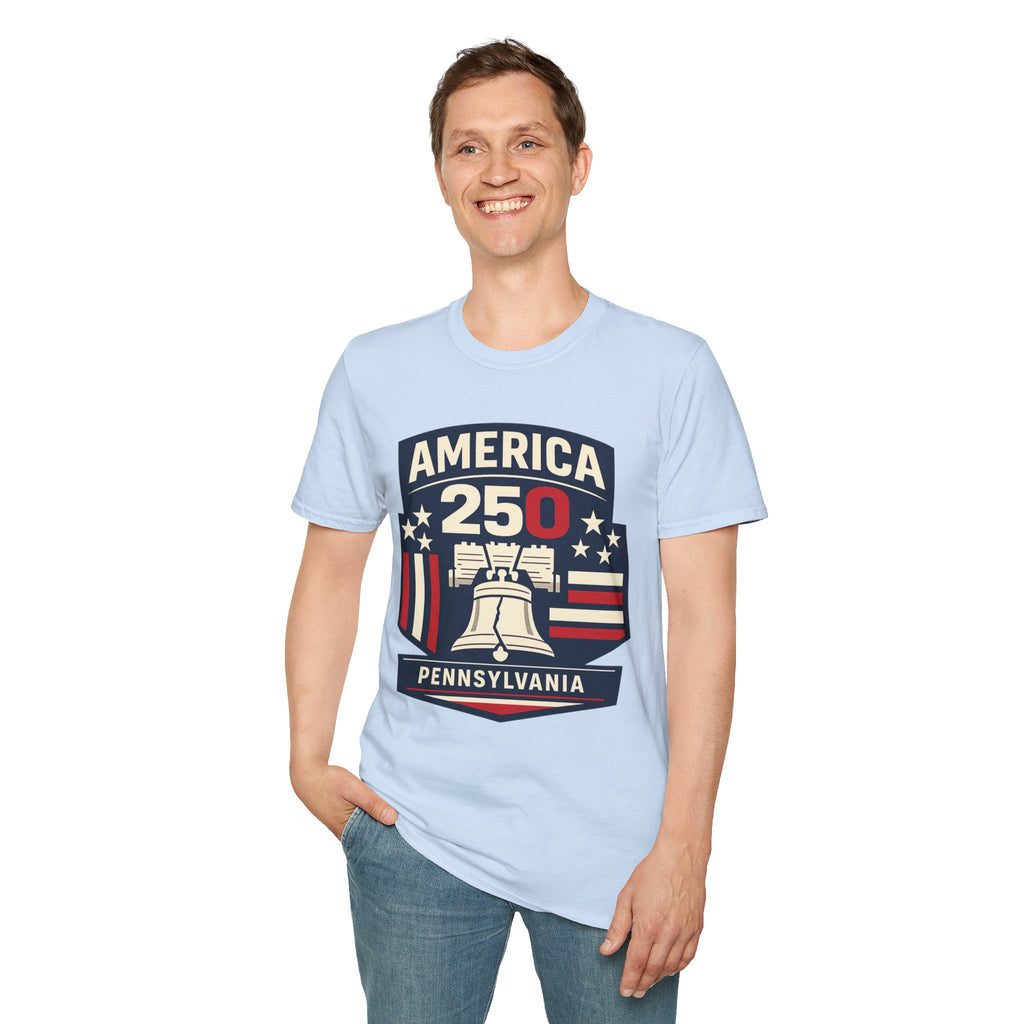 Pennsylvania America 250 Shirt — Modern Minimal Patriotic Badge Tee