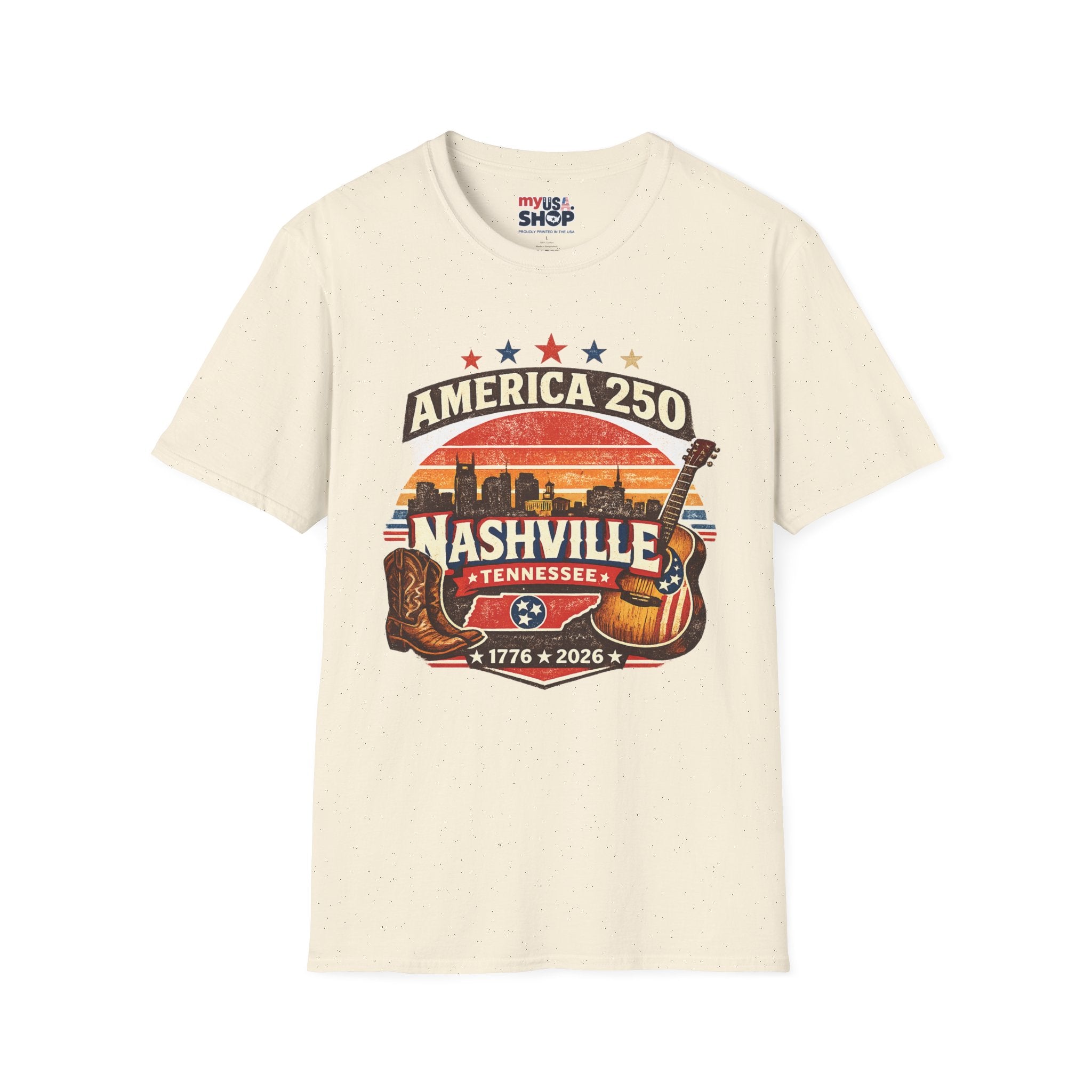 America 250 Nashville Tennessee T-Shirt — Patriotic Music City Graphic Tee