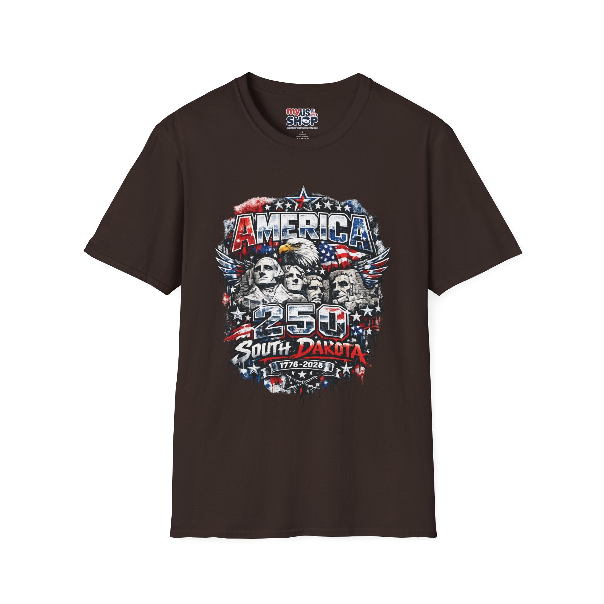 America 250 South Dakota Shirt — Patriotic Eagle & Mount Rushmore Graphic Tee