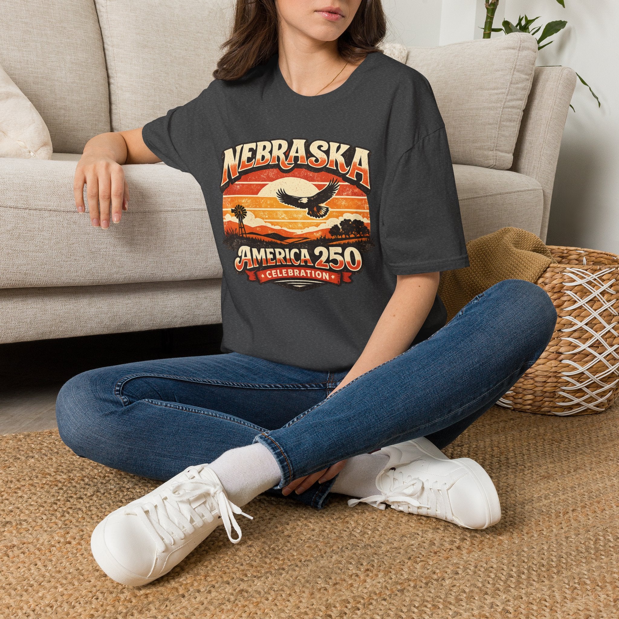 Nebraska America 250 Retro Sunset T-Shirt