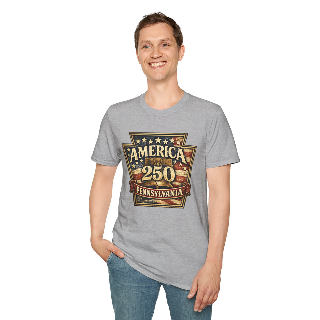 Pennsylvania America 250 Shirt — Keystone State Vintage Badge Graphic Tee