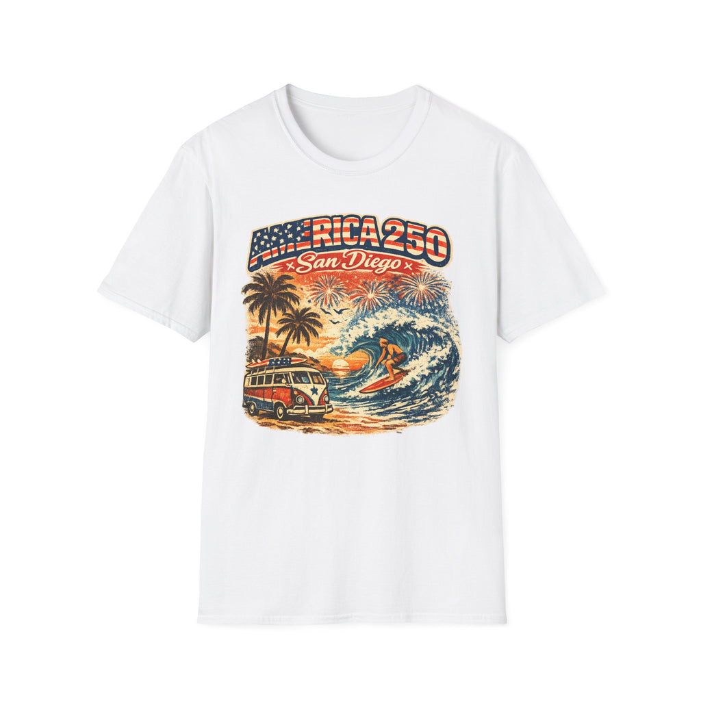 America 250 San Diego California Vintage Surf Tee