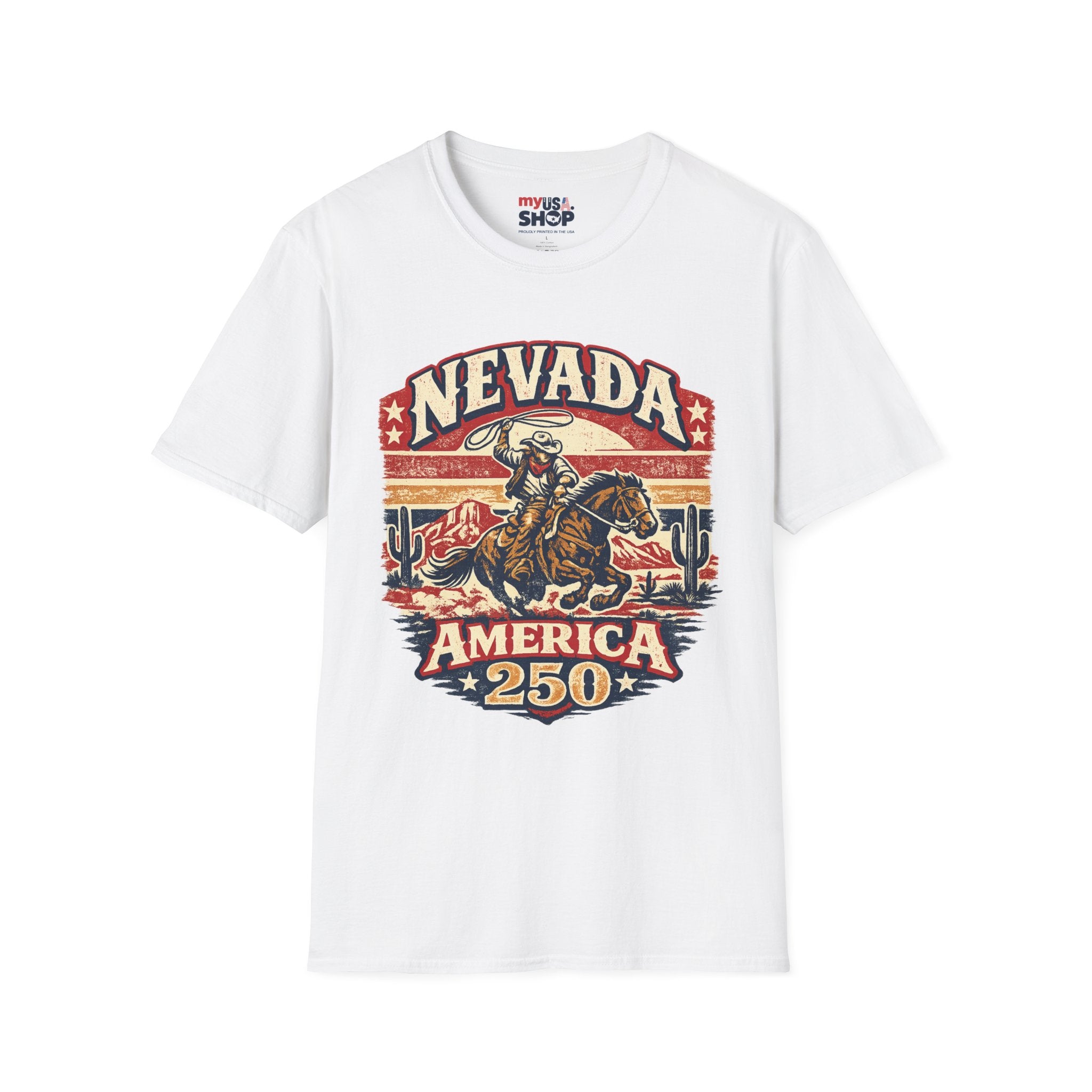 America 250 Nevada Rodeo Vintage T‑Shirt — Western Cowboy Graphic