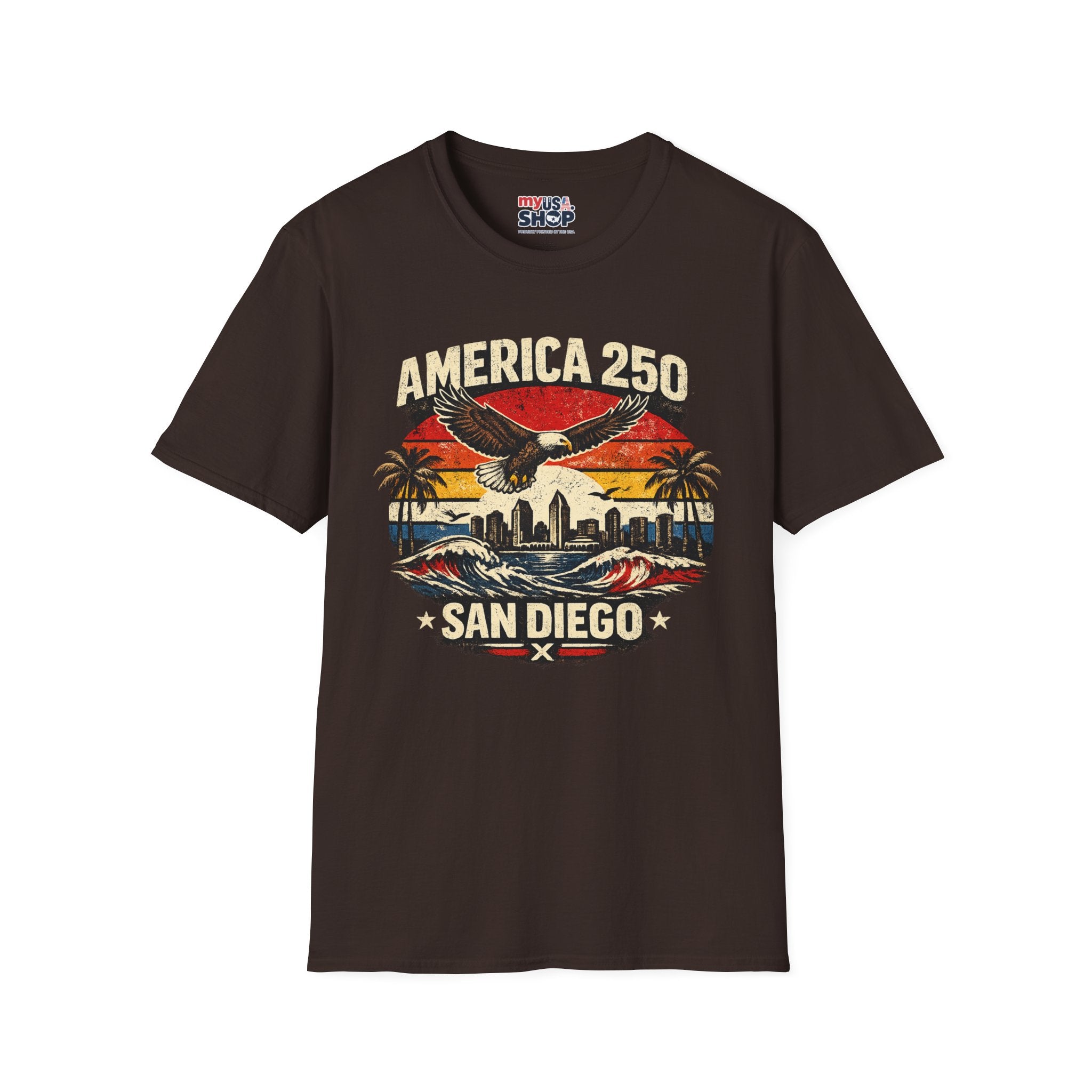 America 250 San Diego California Palm Trees Tee