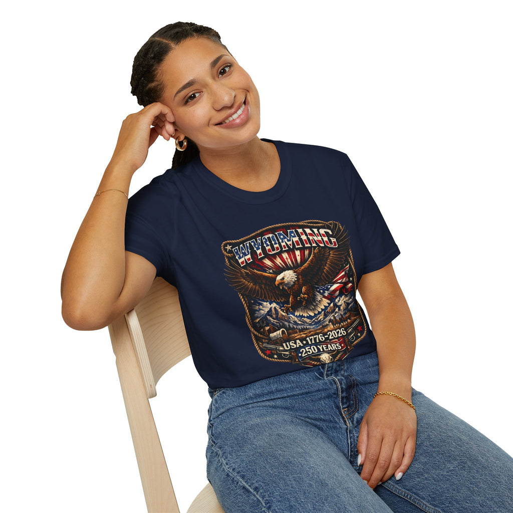 Wyoming Eagle T-Shirt — Patriotic America 250th Anniversary Graphic Tee