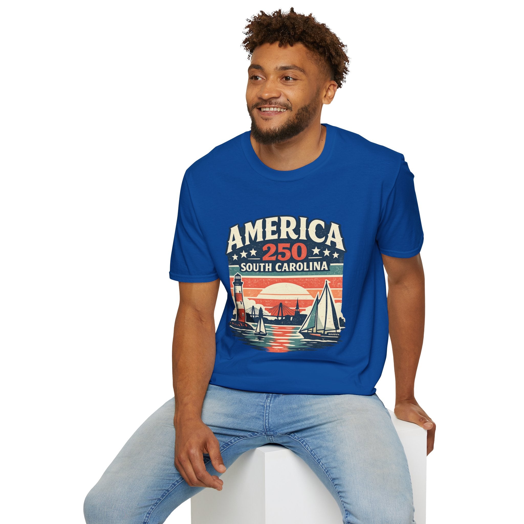 America 250 South Carolina T-Shirt – Retro Sunset Sailing Patriotic Tee