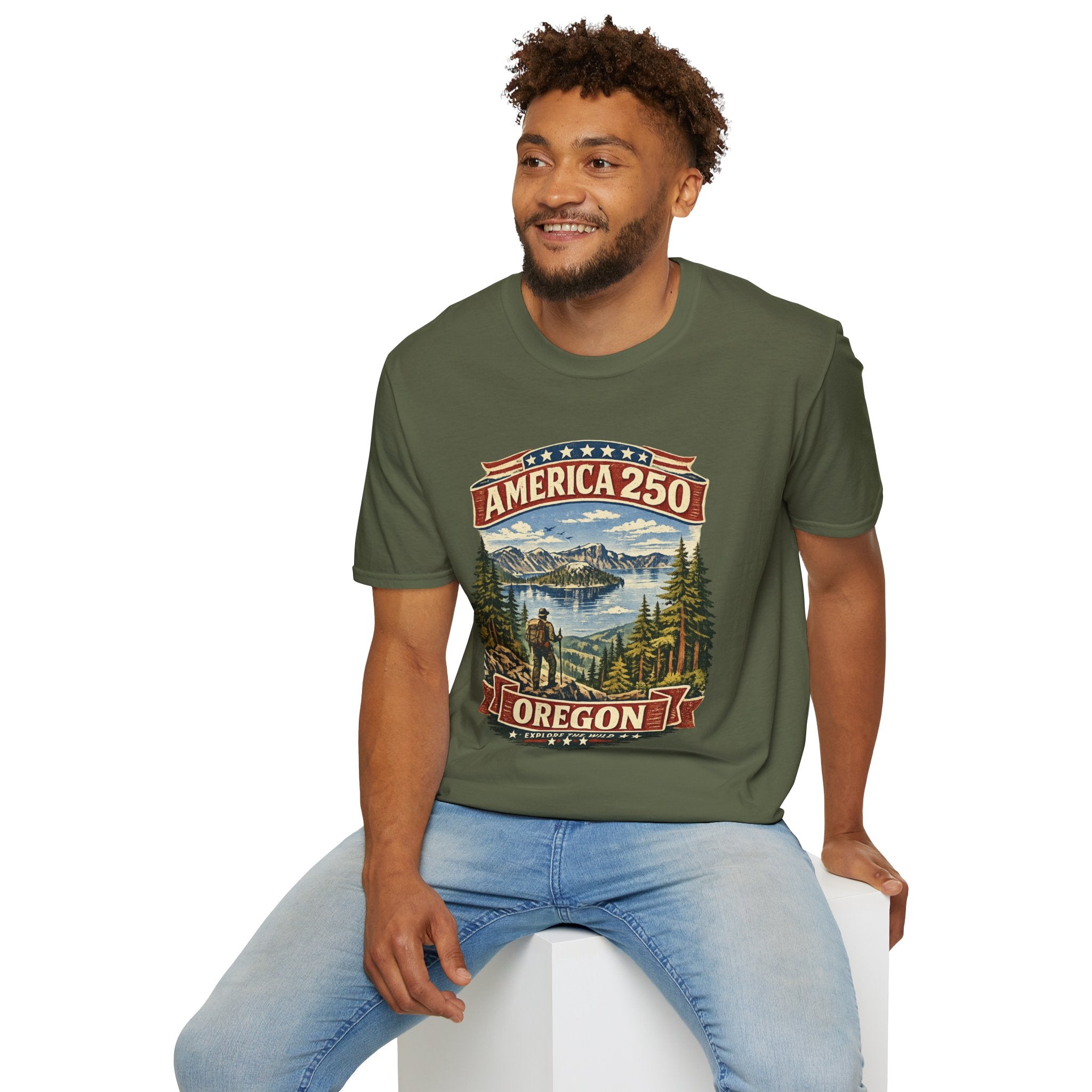 America 250 X Oregon Shirt — Explore The Wild Adventure Graphic Tee