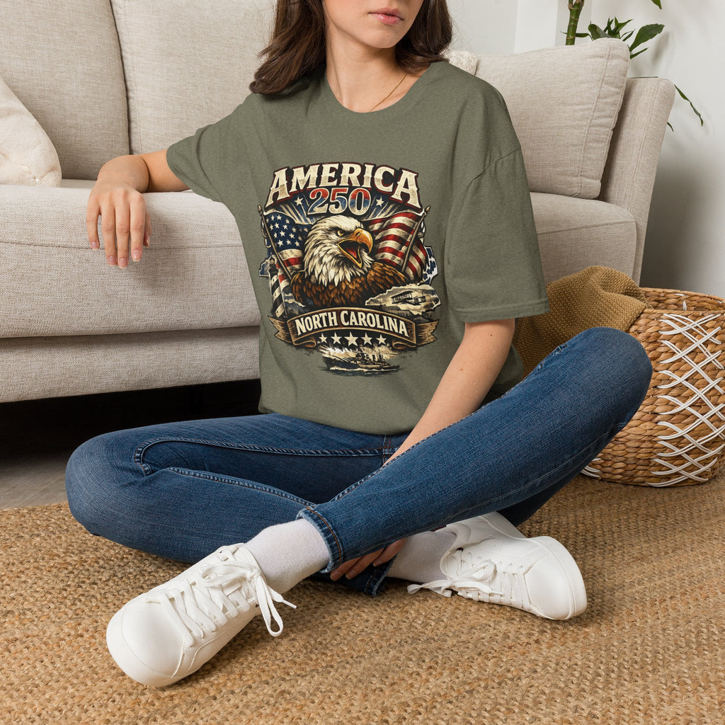 America 250 Eagle T-Shirt — Patriotic USA Flag Graphic (North Carolina)