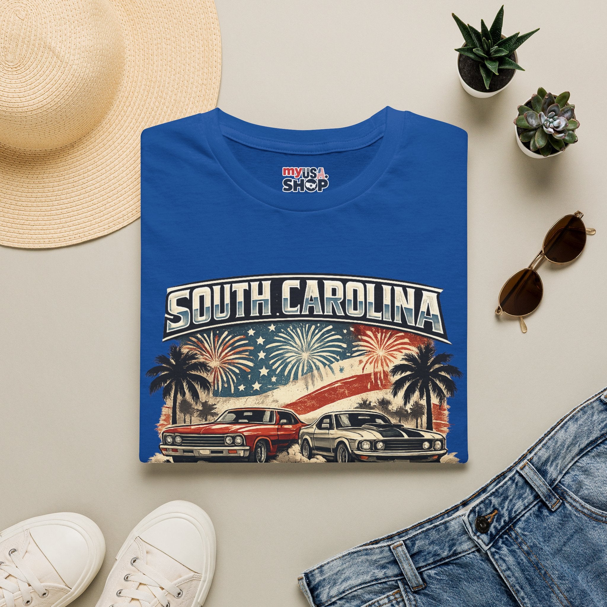 America 250 South Carolina Retro Fireworks T-Shirt