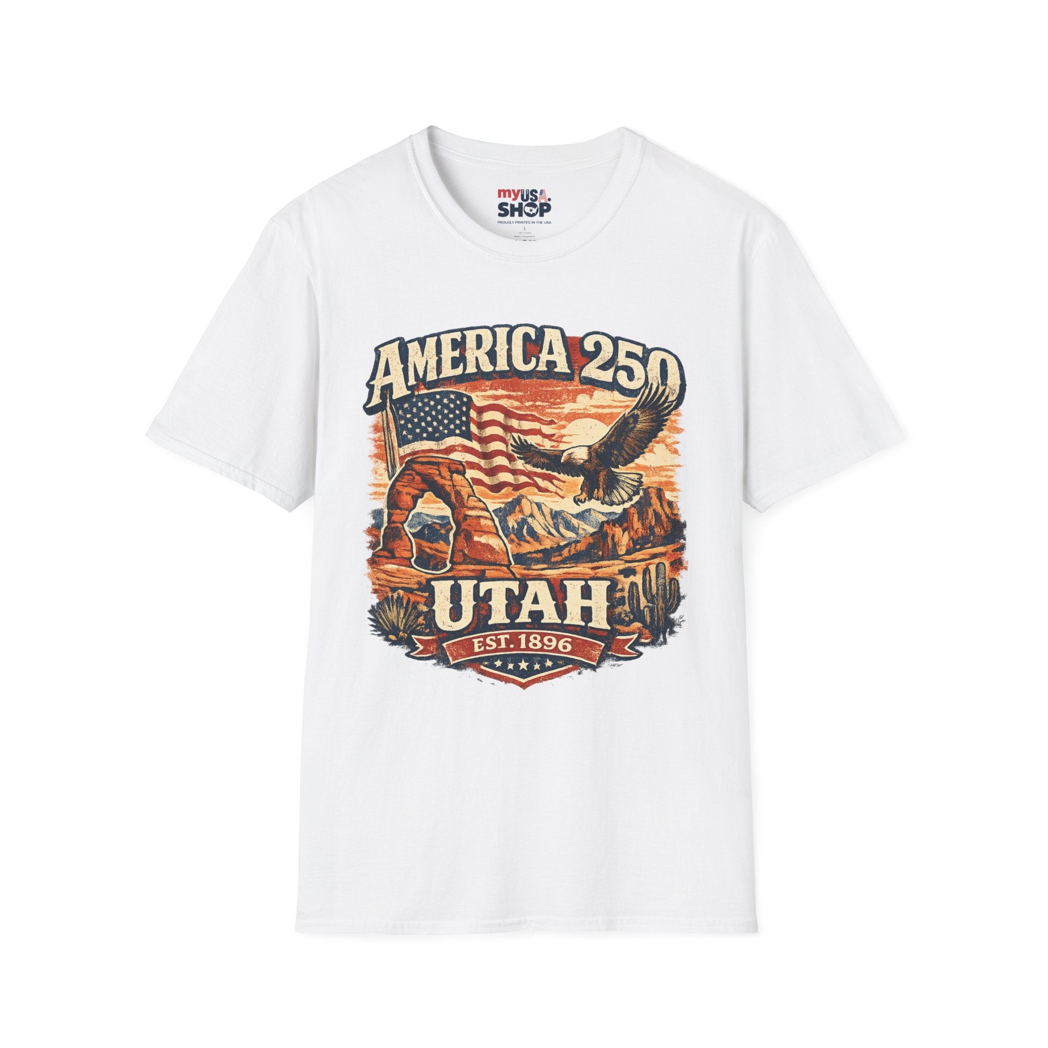 America 250 Utah T‑Shirt — Vintage Patriotic Eagle & Flag Tee