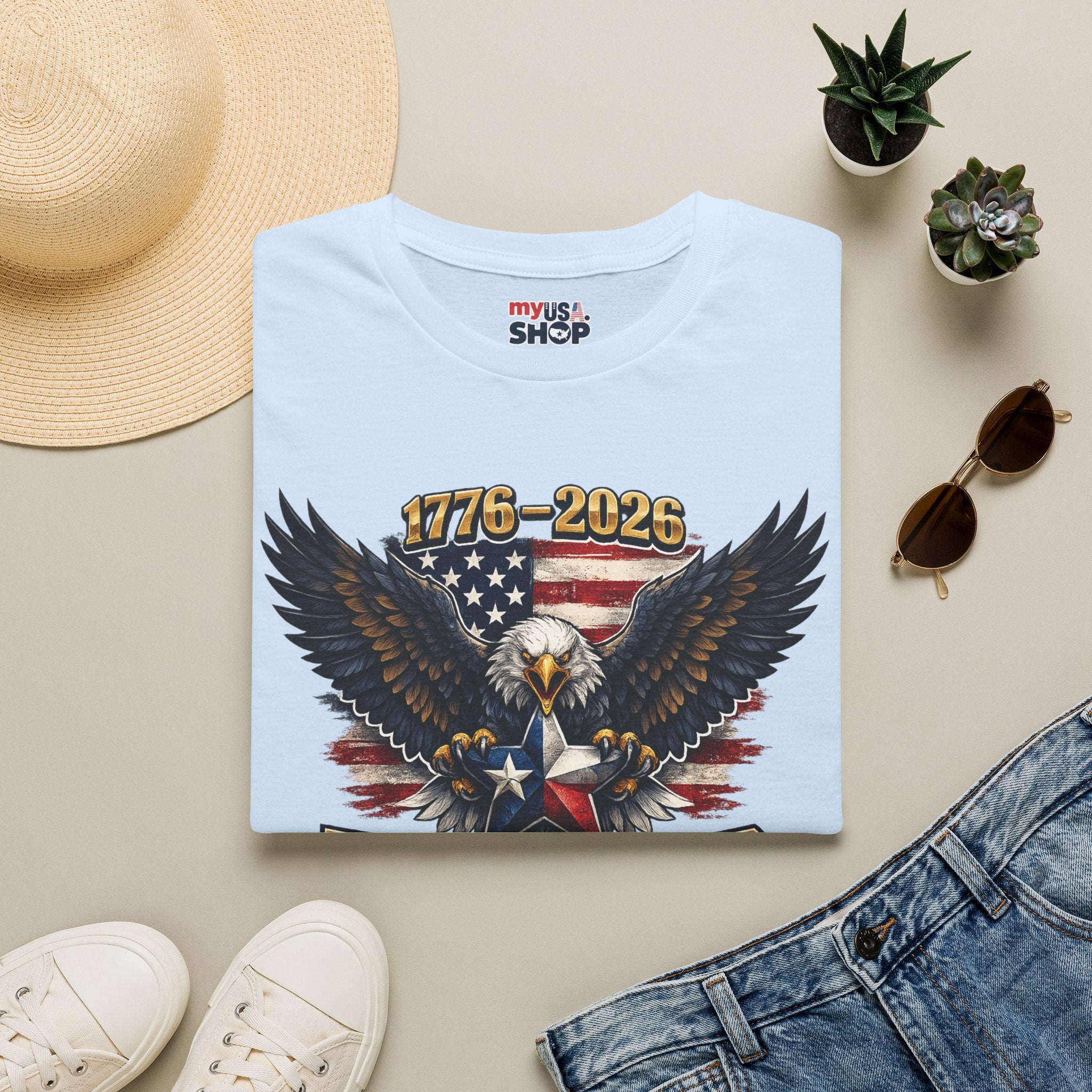 America 250 Texas Shirt — Texas Strong Patriotic Eagle Graphic Tee