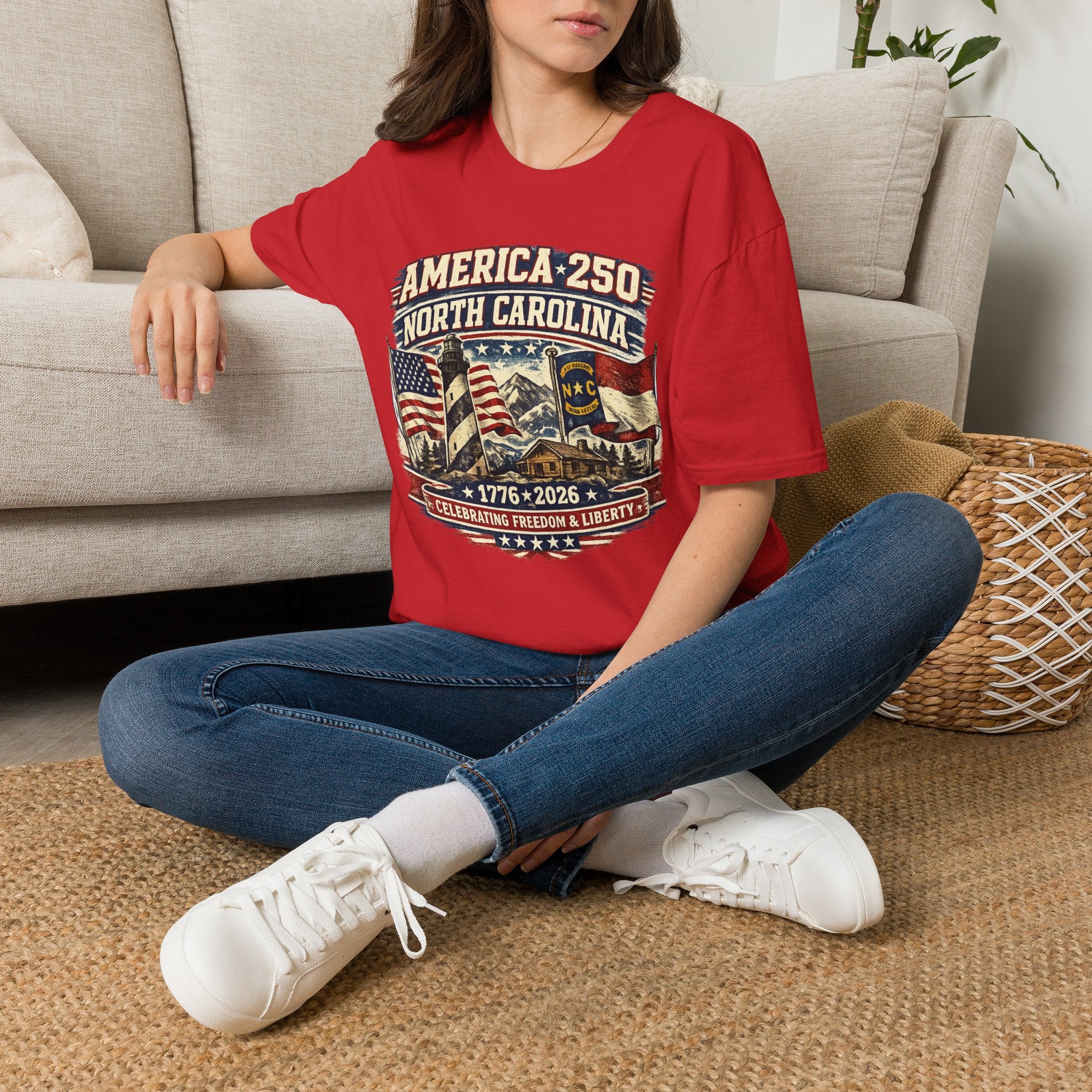 America 250 North Carolina T-Shirt — 1776–2026 Patriotic State Pride Tee