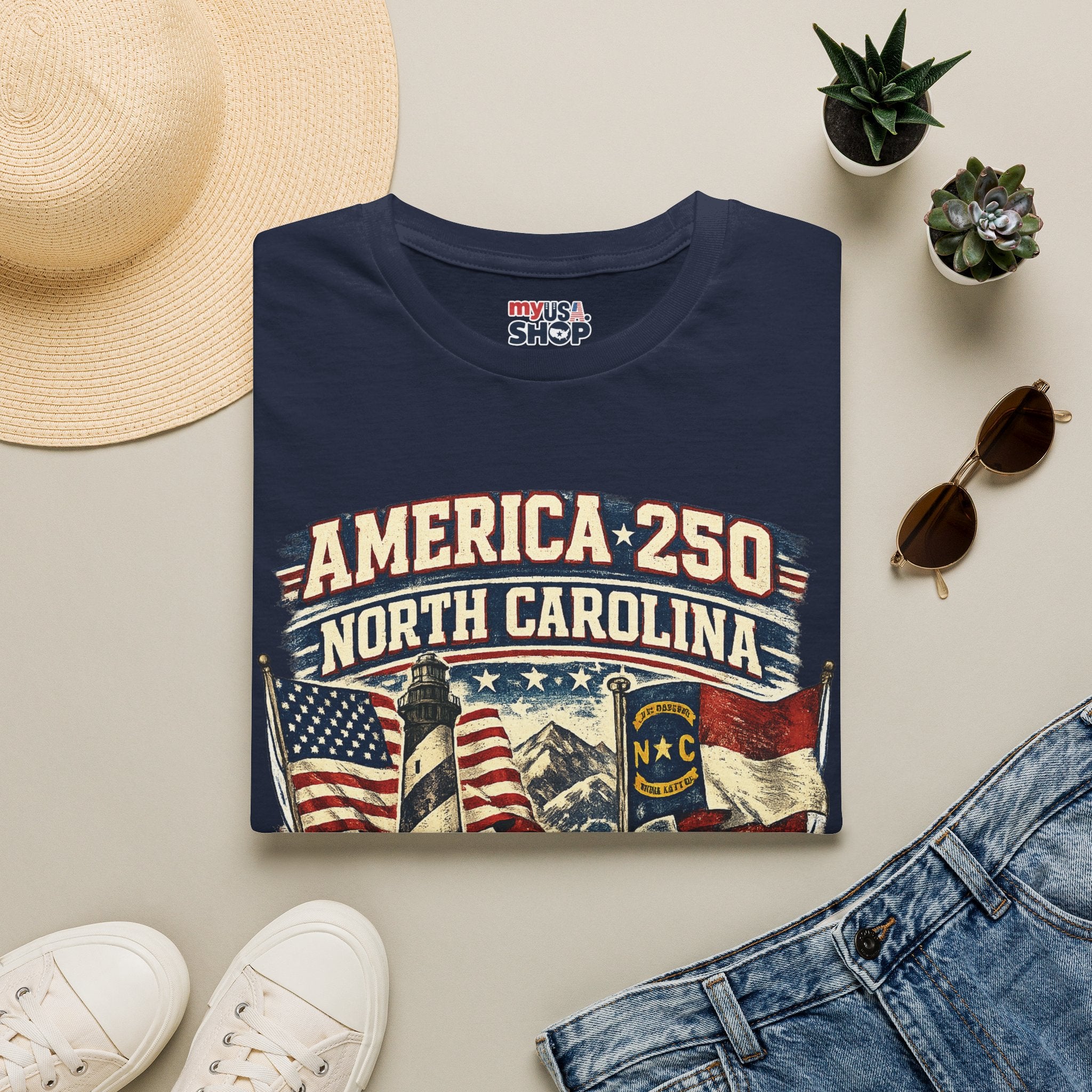 America 250 North Carolina T-Shirt — 1776–2026 Patriotic State Pride Tee