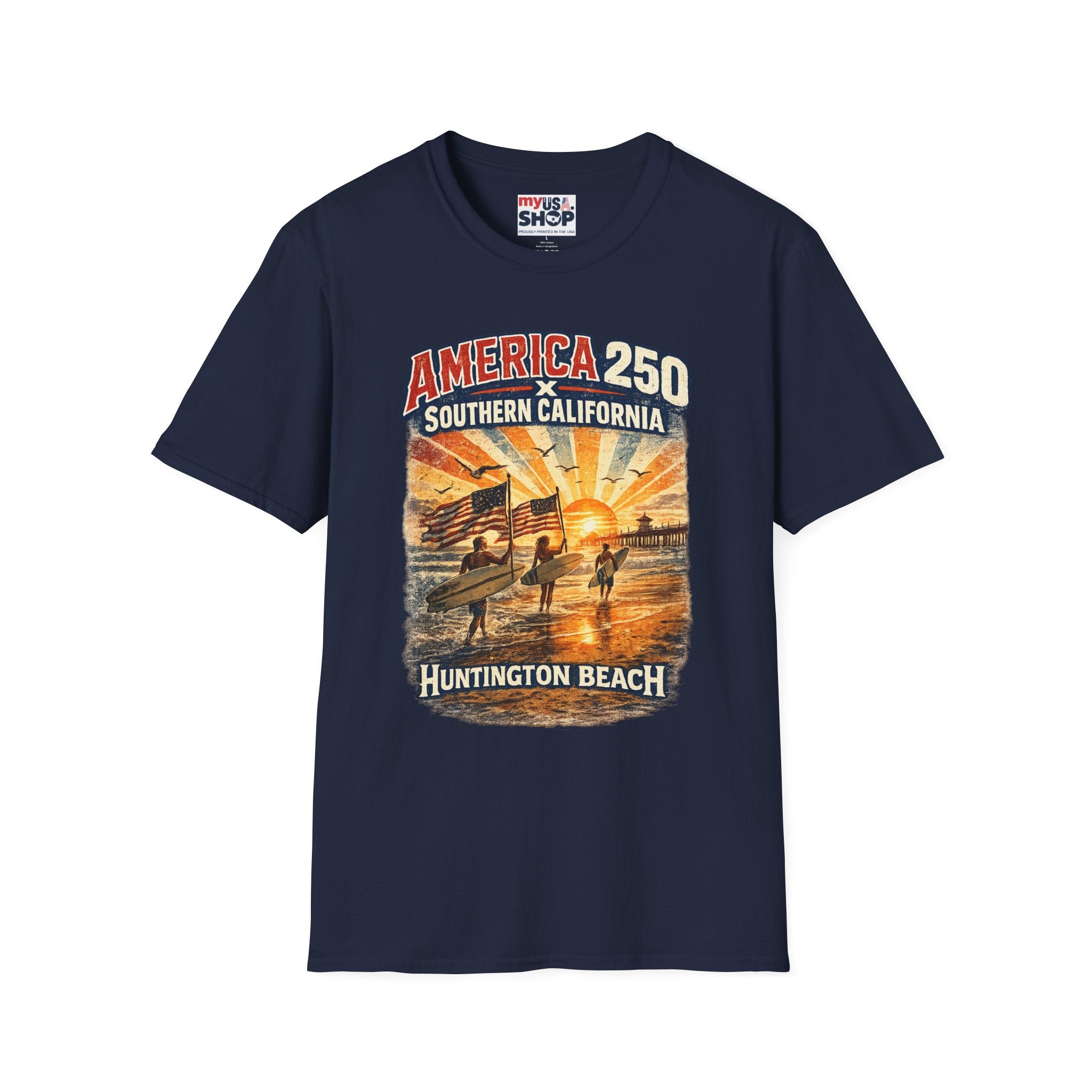 America 250 Southern California Huntington Beach Vintage Tee