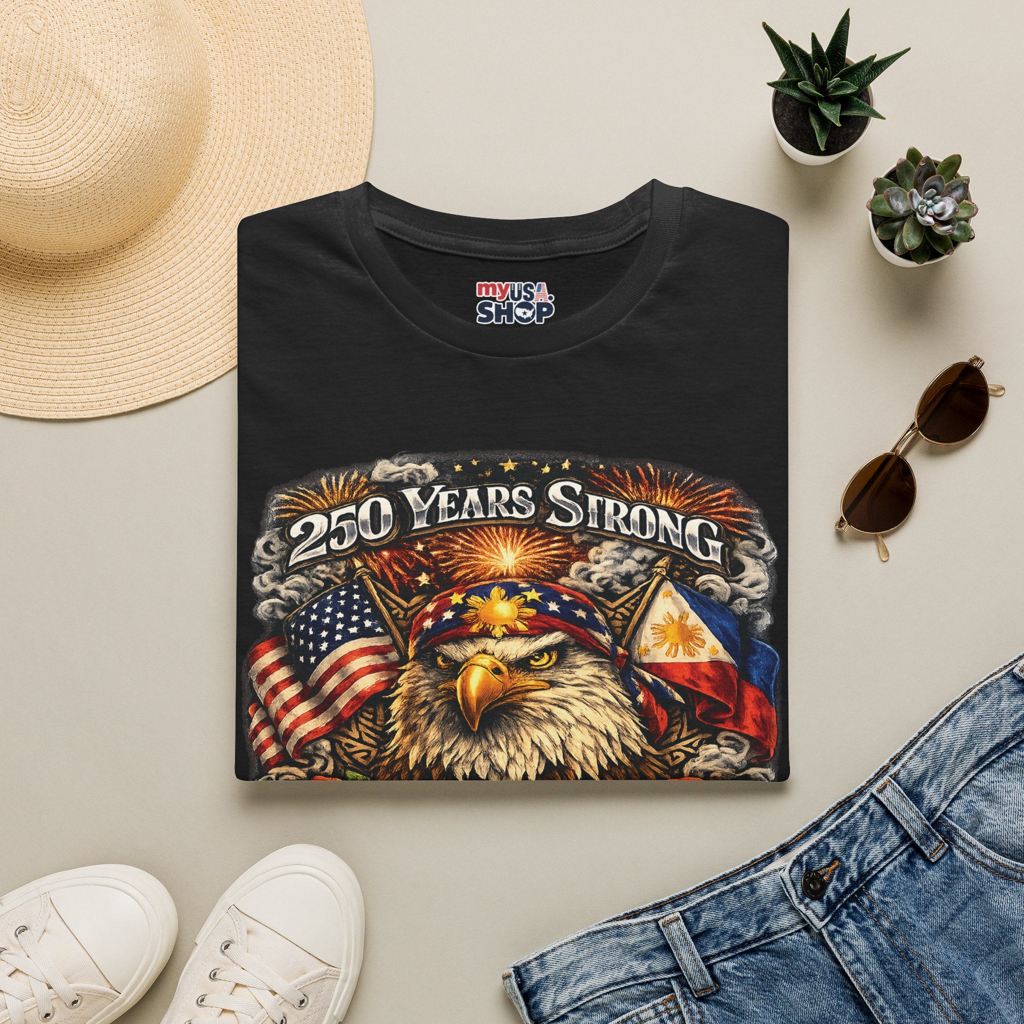 America 250 Years Strong Pinoy American Eagle Tee