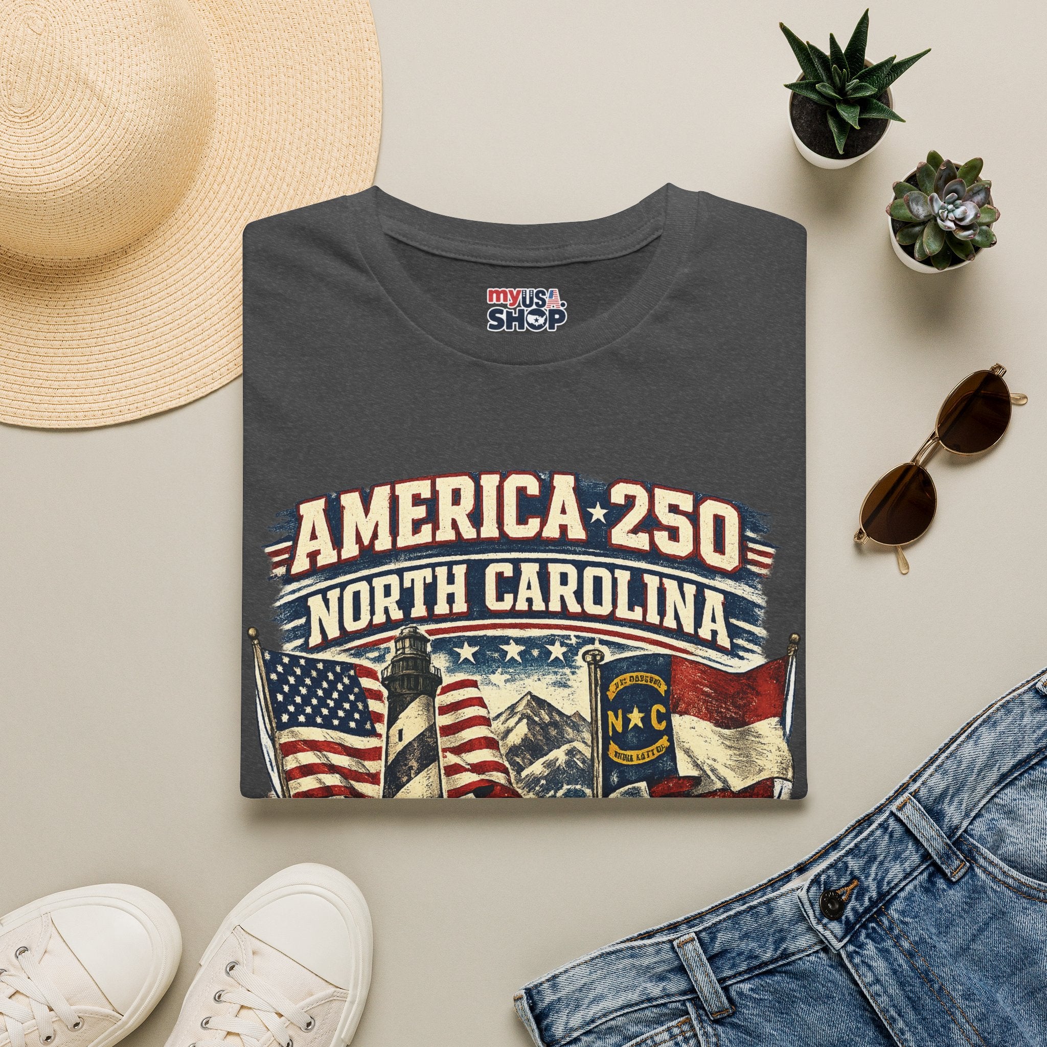 America 250 North Carolina T-Shirt — 1776–2026 Patriotic State Pride Tee