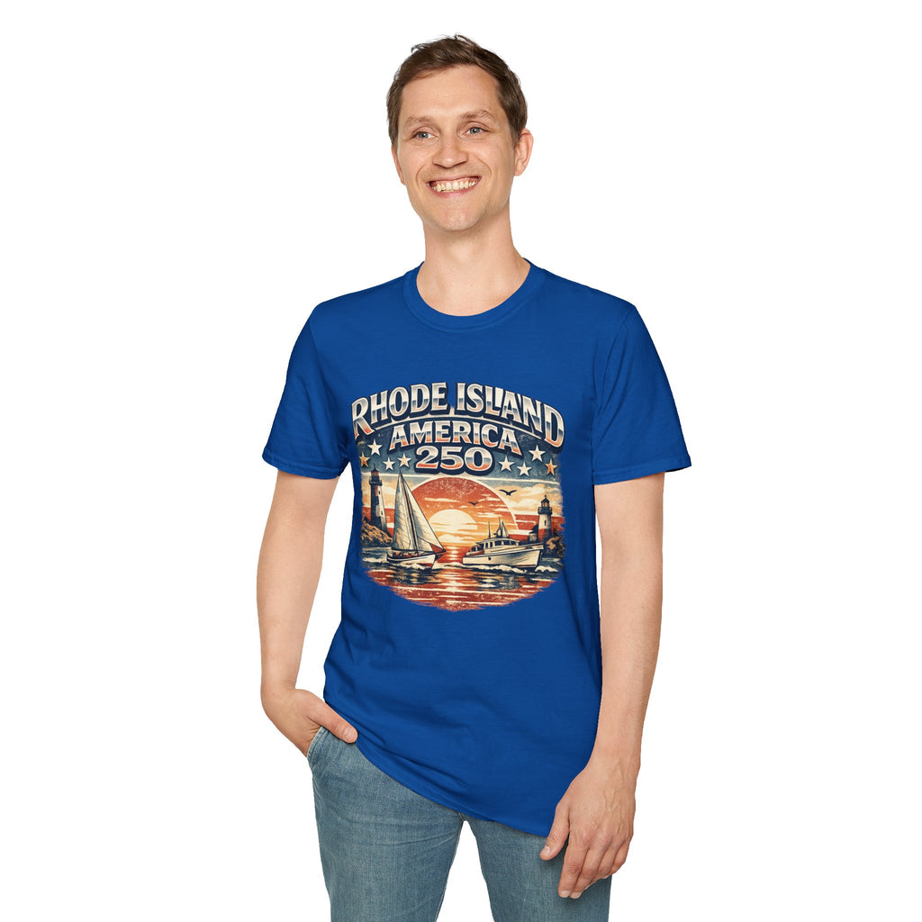 Rhode Island America 250 Shirt — Nautical Sunset Sailing Tee