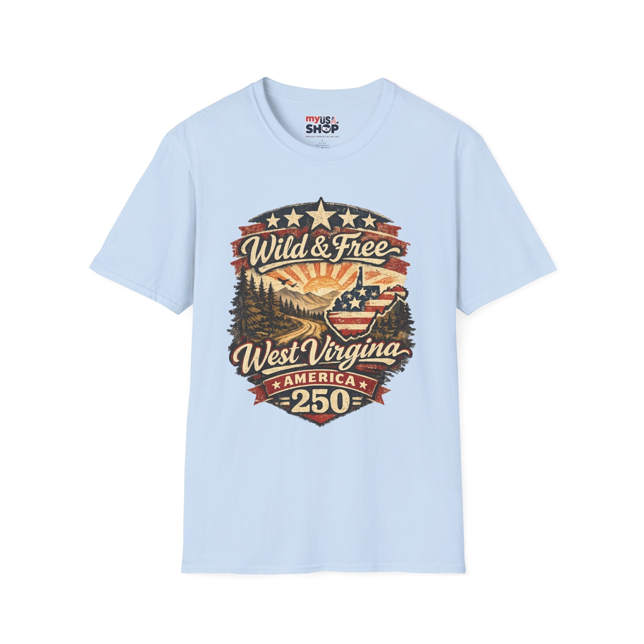 Wild & Free West Virginia T-Shirt — America 250 Mountain Sunset Tee