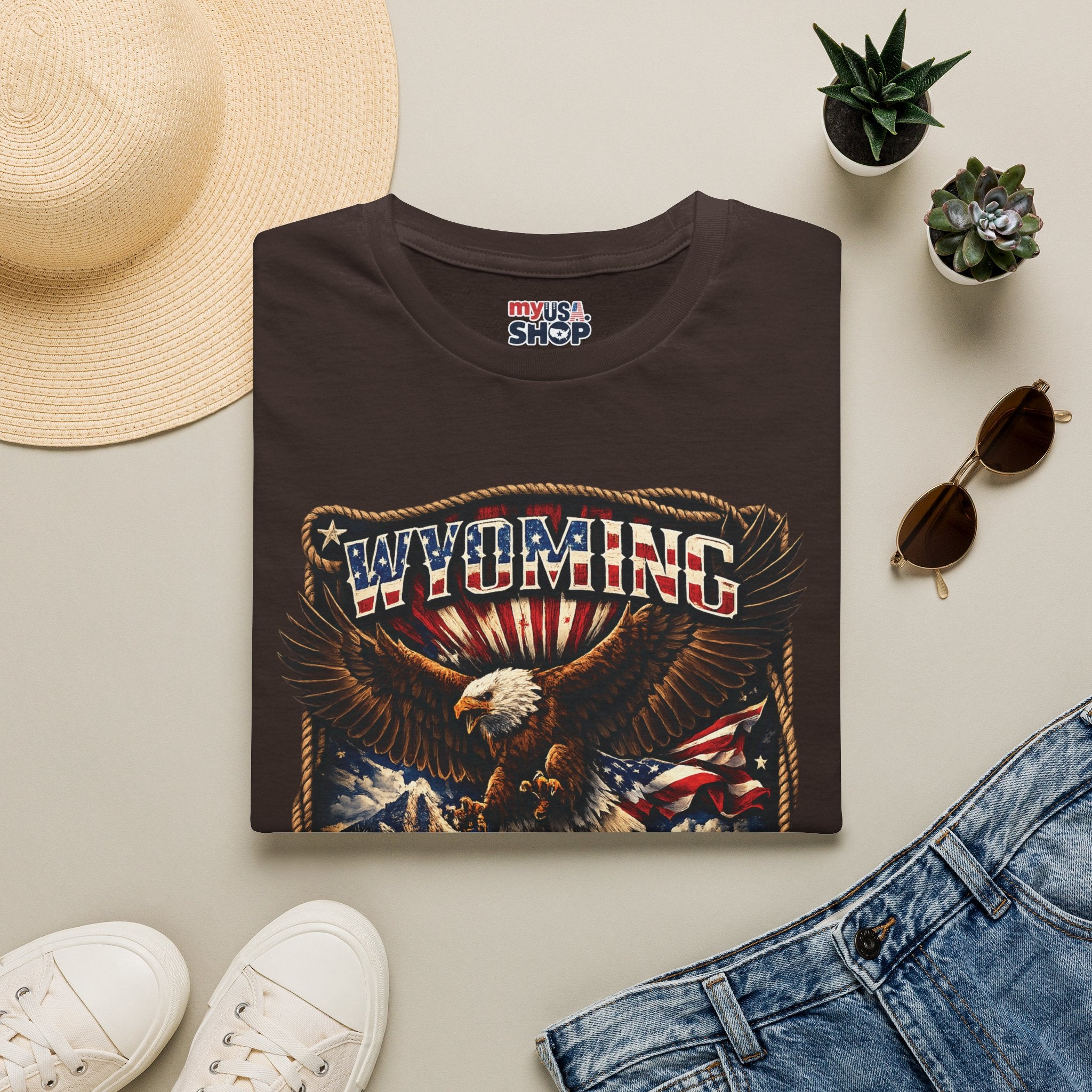 Wyoming Eagle T-Shirt — Patriotic America 250th Anniversary Graphic Tee