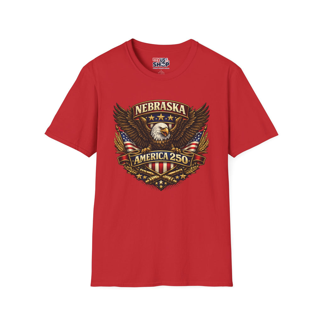 America 250 Nebraska Eagle T-Shirt — Patriotic USA State Tee