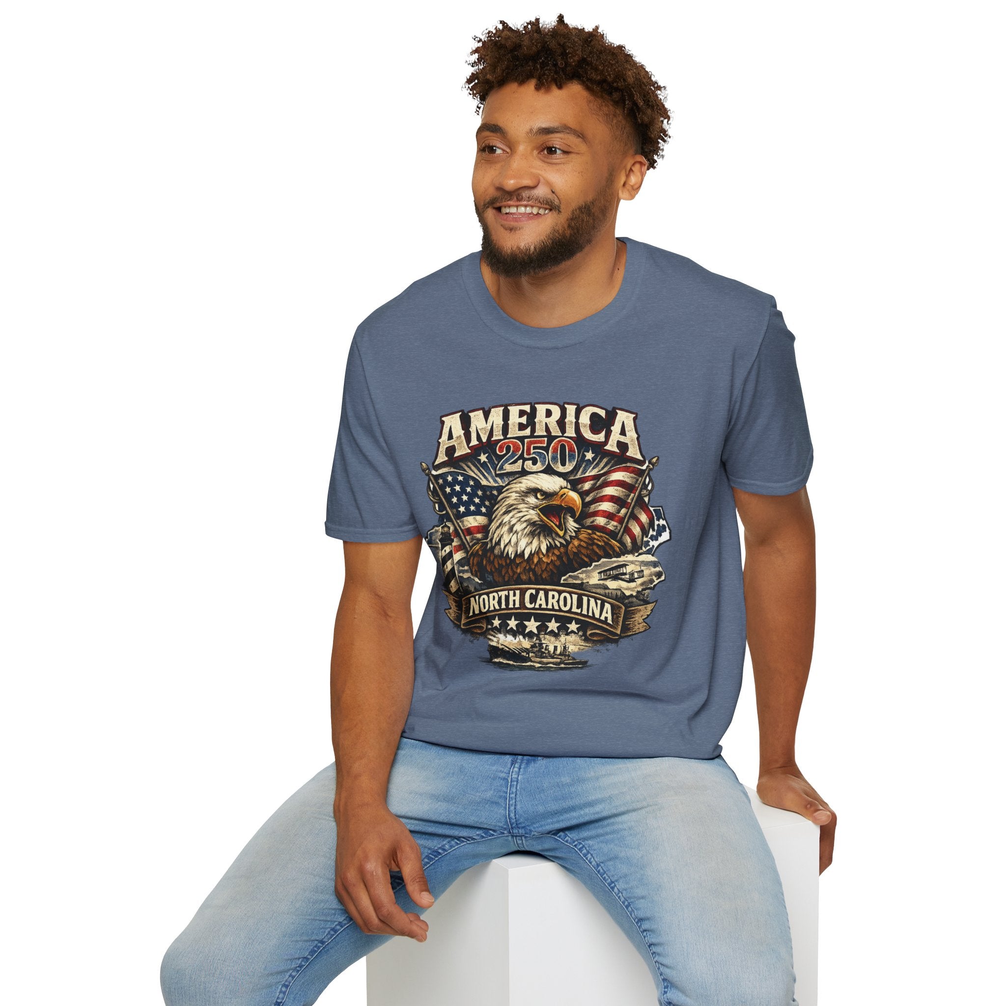 America 250 Eagle T-Shirt — Patriotic USA Flag Graphic (North Carolina)
