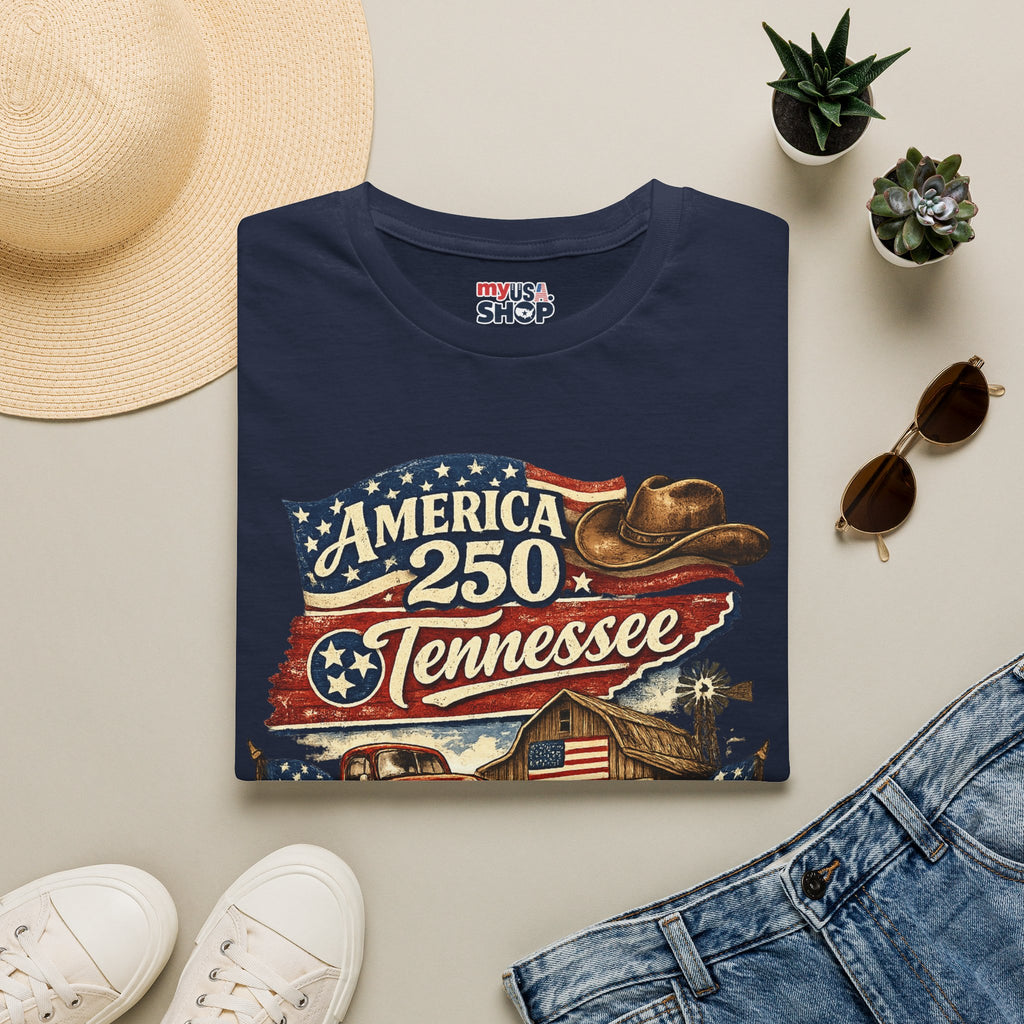 America 250 Tennessee T-Shirt — Celebrating Faith Freedom Heritage Graphic Tee