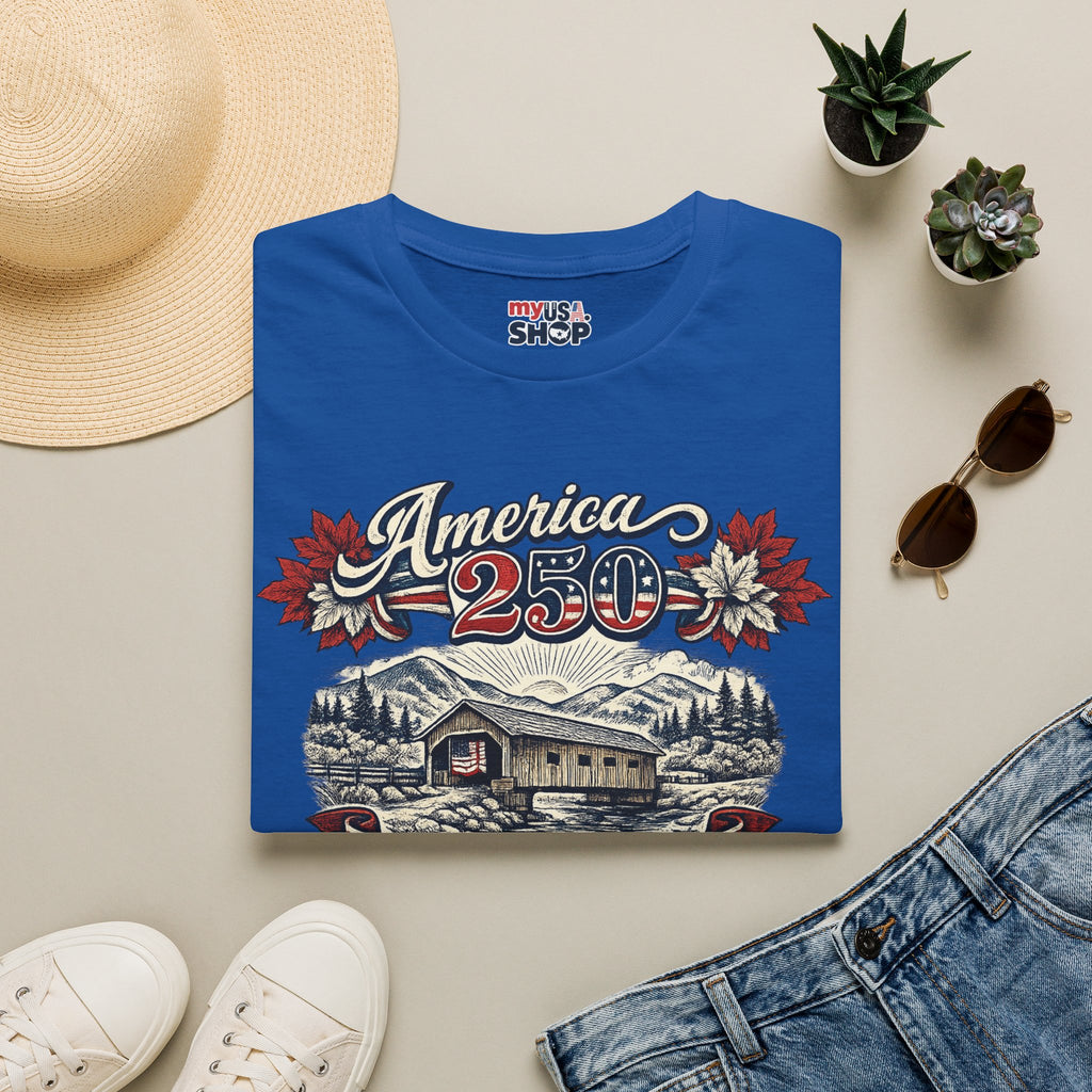 America 250 Vintage T-Shirt — Vermont Patriotic Vermont Mountains Tee