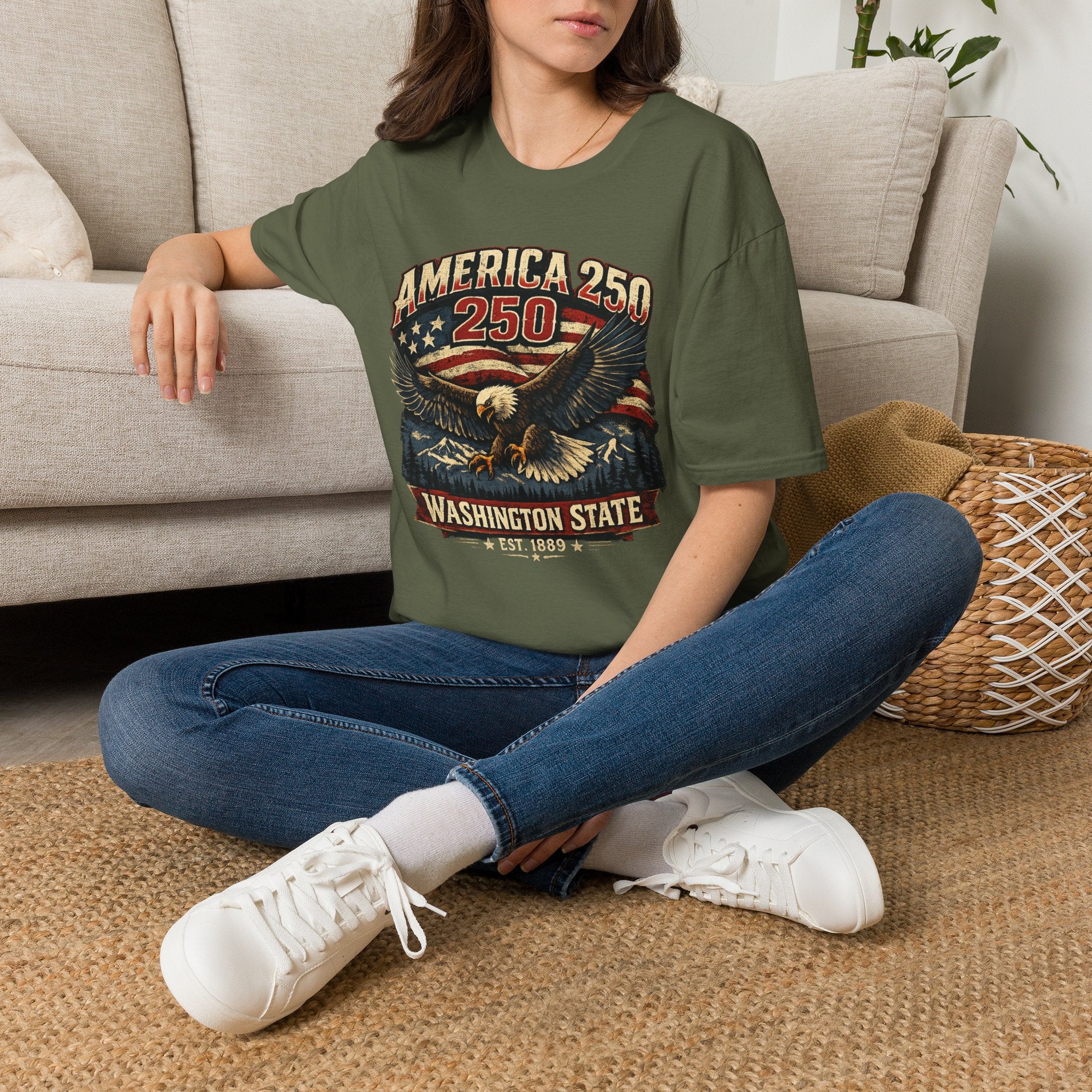 America 250 Eagle T-Shirt — Washington State Patriotic Tee