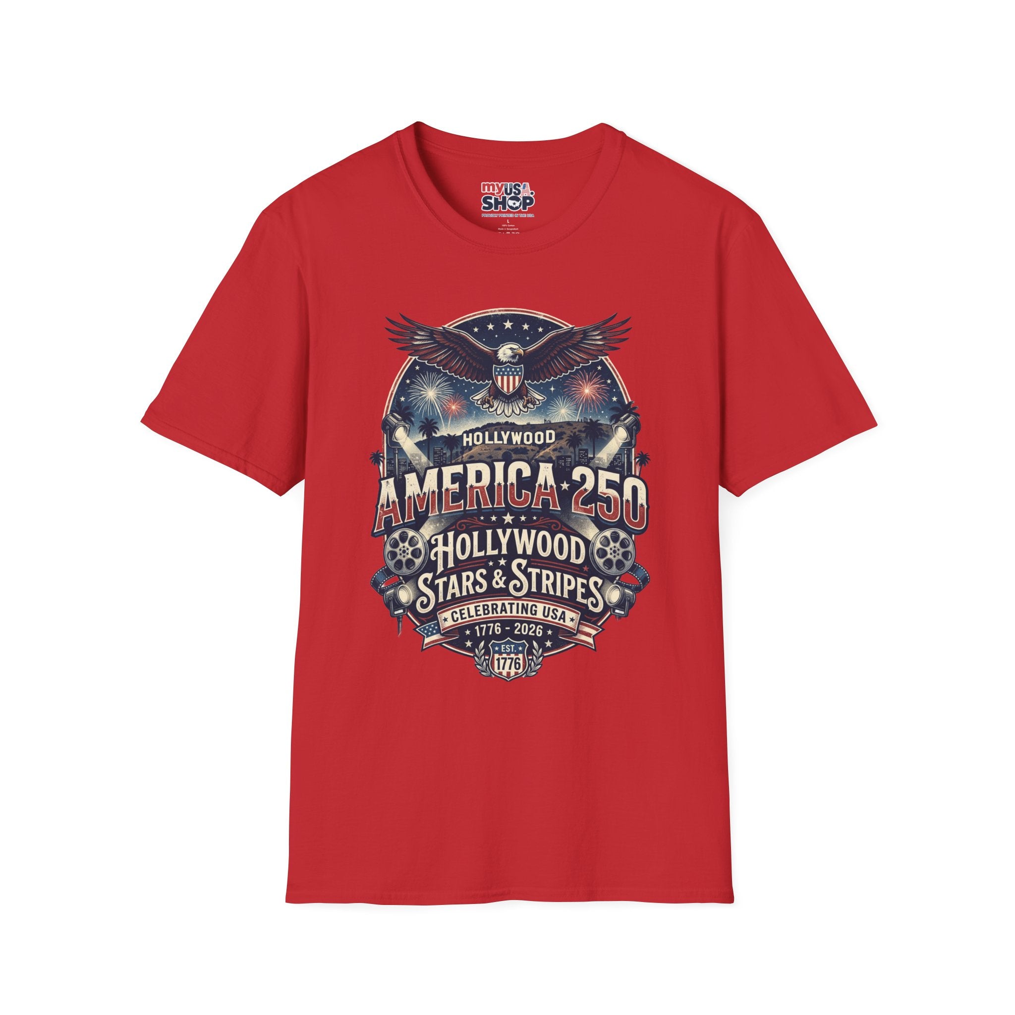 America 250 Graphic T-Shirt — Hollywood Stars & Stripes Eagle Design