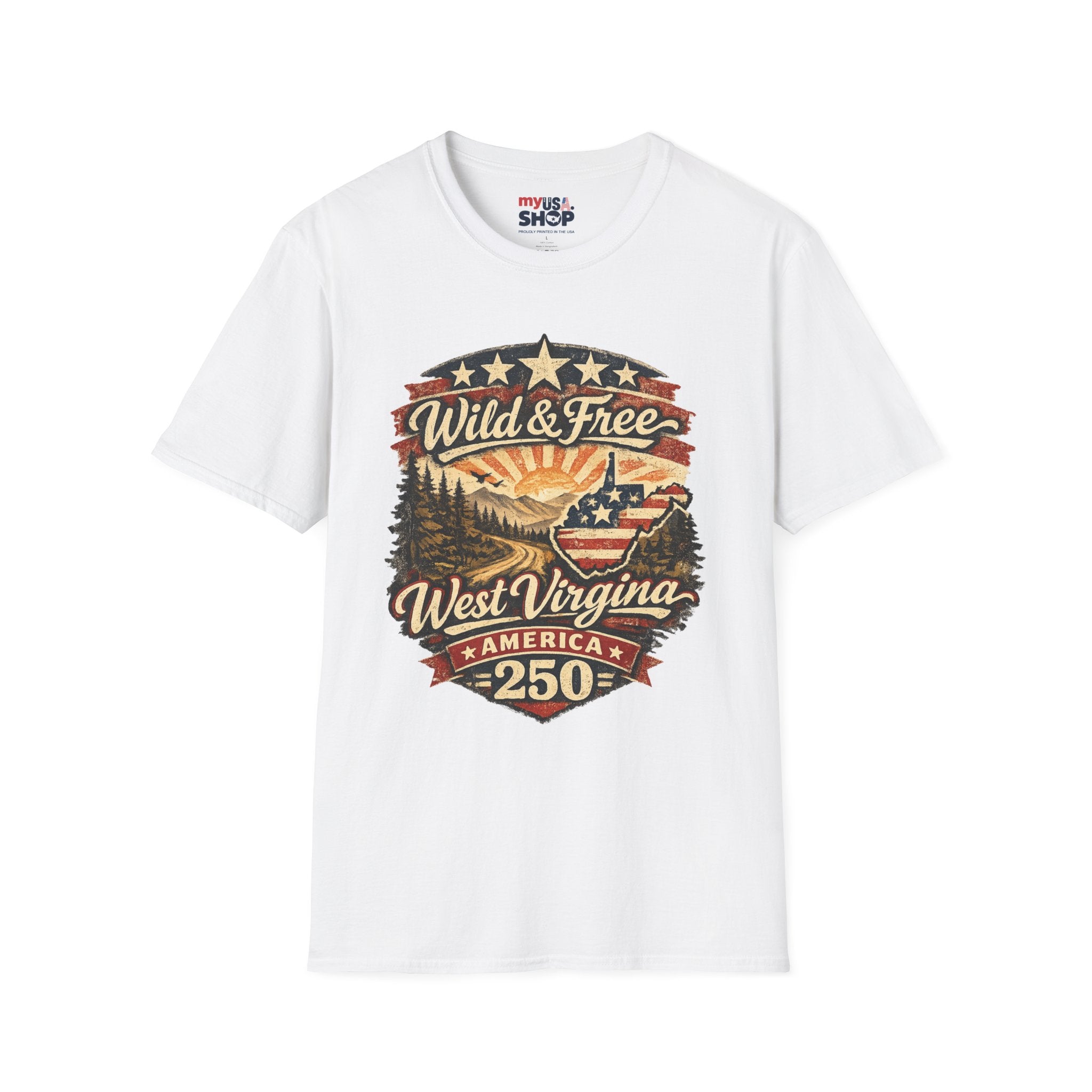 Wild & Free West Virginia T-Shirt — America 250 Mountain Sunset Tee